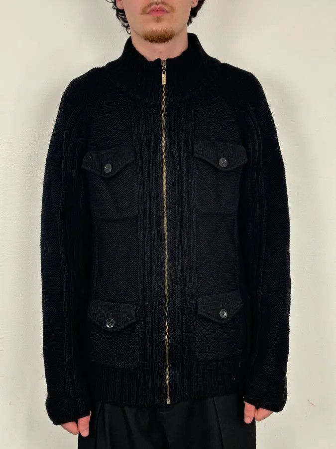 Just Cavalli 2010s Cavalli Black Wool Multi-Pocket Cargo Zip-up Sweater Size US L / EU 52-54 / 3 - 2 Thumbnail