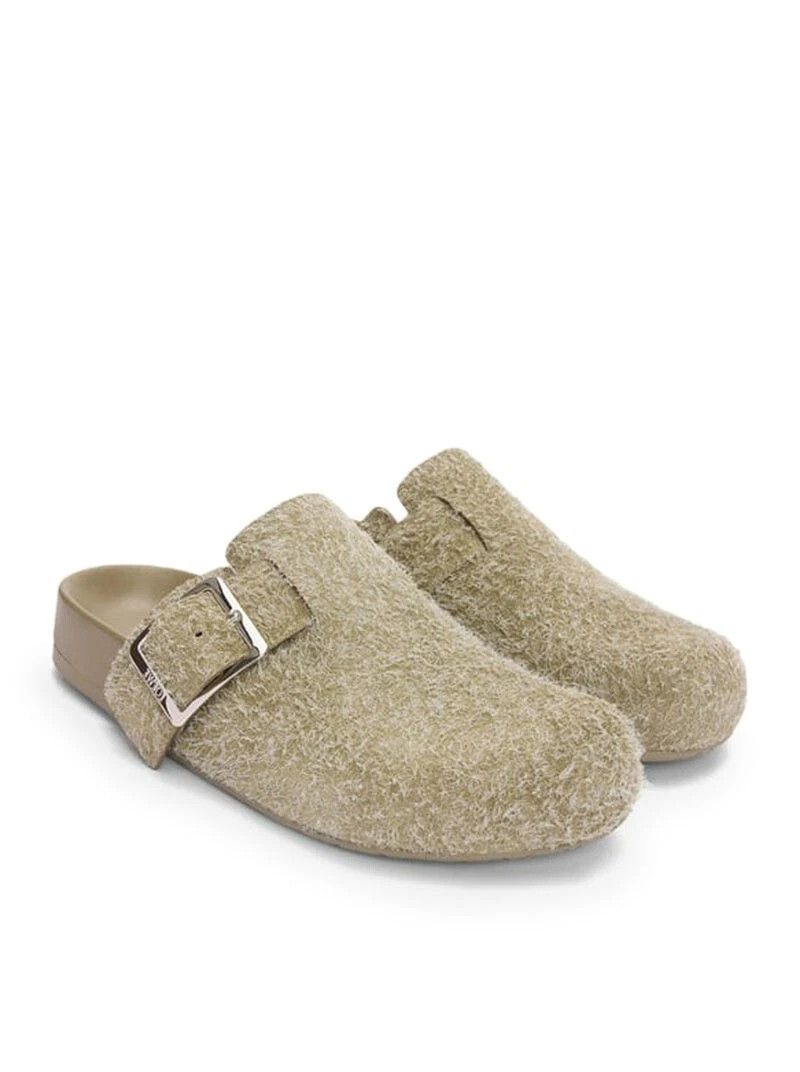 Loewe LOEWE Ease Buckle Khaki Green Brushed Suede Mules Size US 11 / EU 44 - 2 Thumbnail