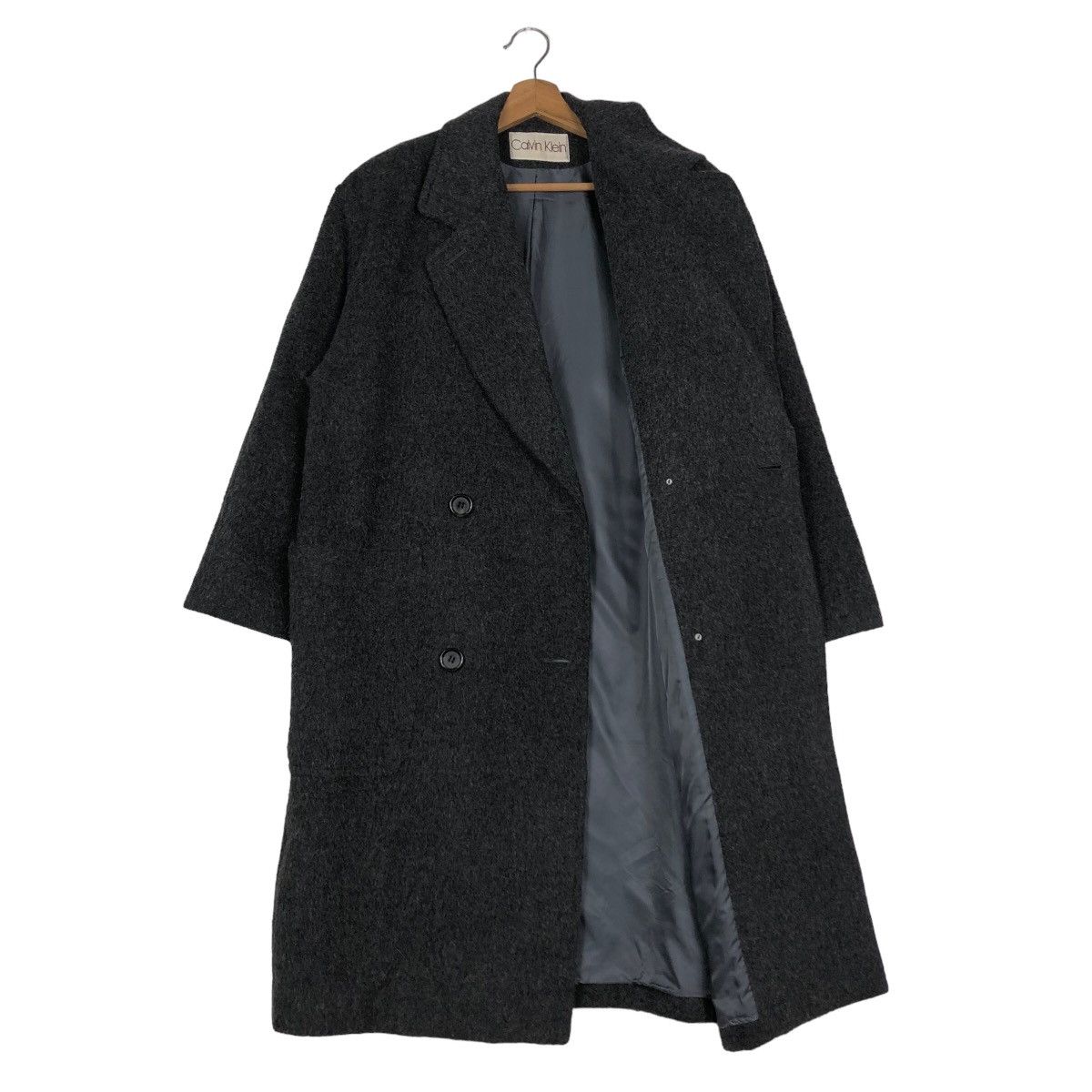 Calvin Klein 🔥Rich Grey Long Jacket Wool Herringbone Calvin Klein Size US M / EU 48-50 / 2 - 11 Thumbnail
