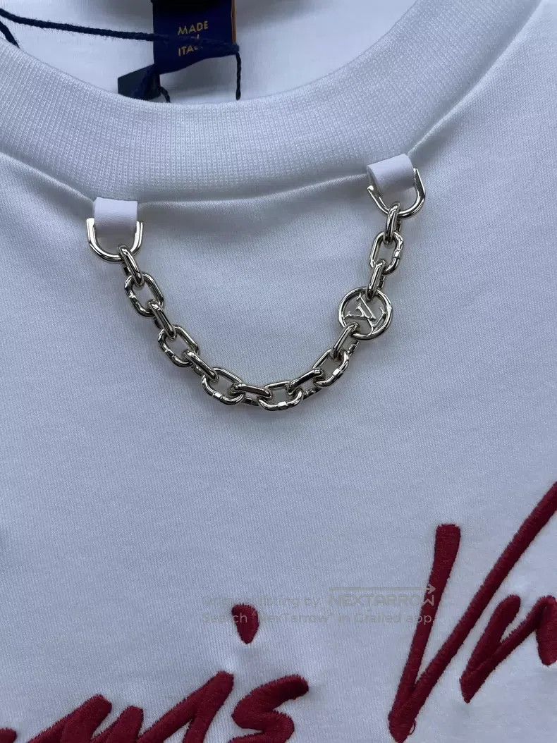 Louis Vuitton Louis Vuitton 25 New Embroidered Chain Short Sleeve Size L / US 10 / IT 46 - 3 Thumbnail
