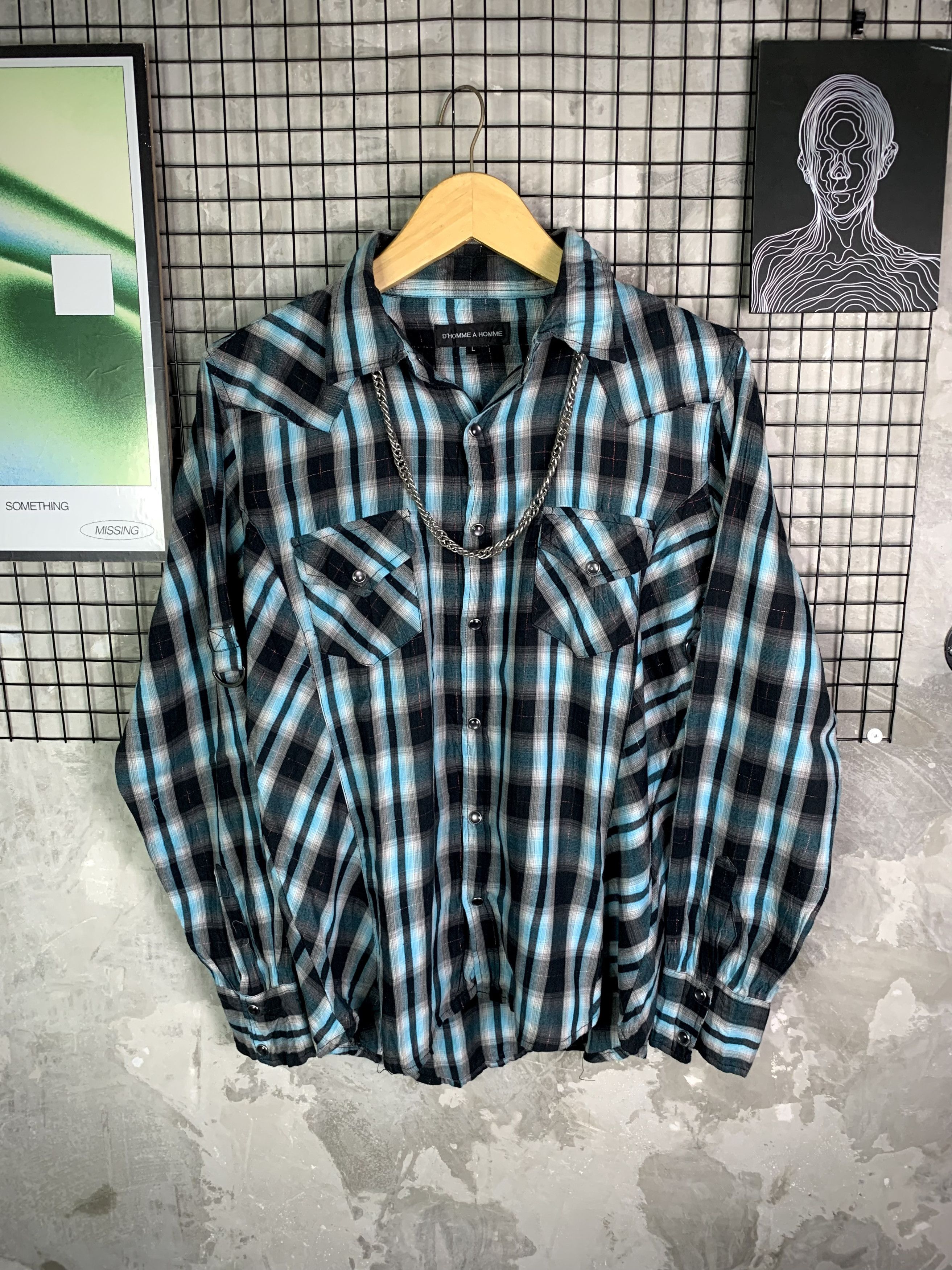 Japanese Brand D'HOMME A HOMME Western Plaid Shirt Size US L / EU 52-54 / 3 - 1 Thumbnail