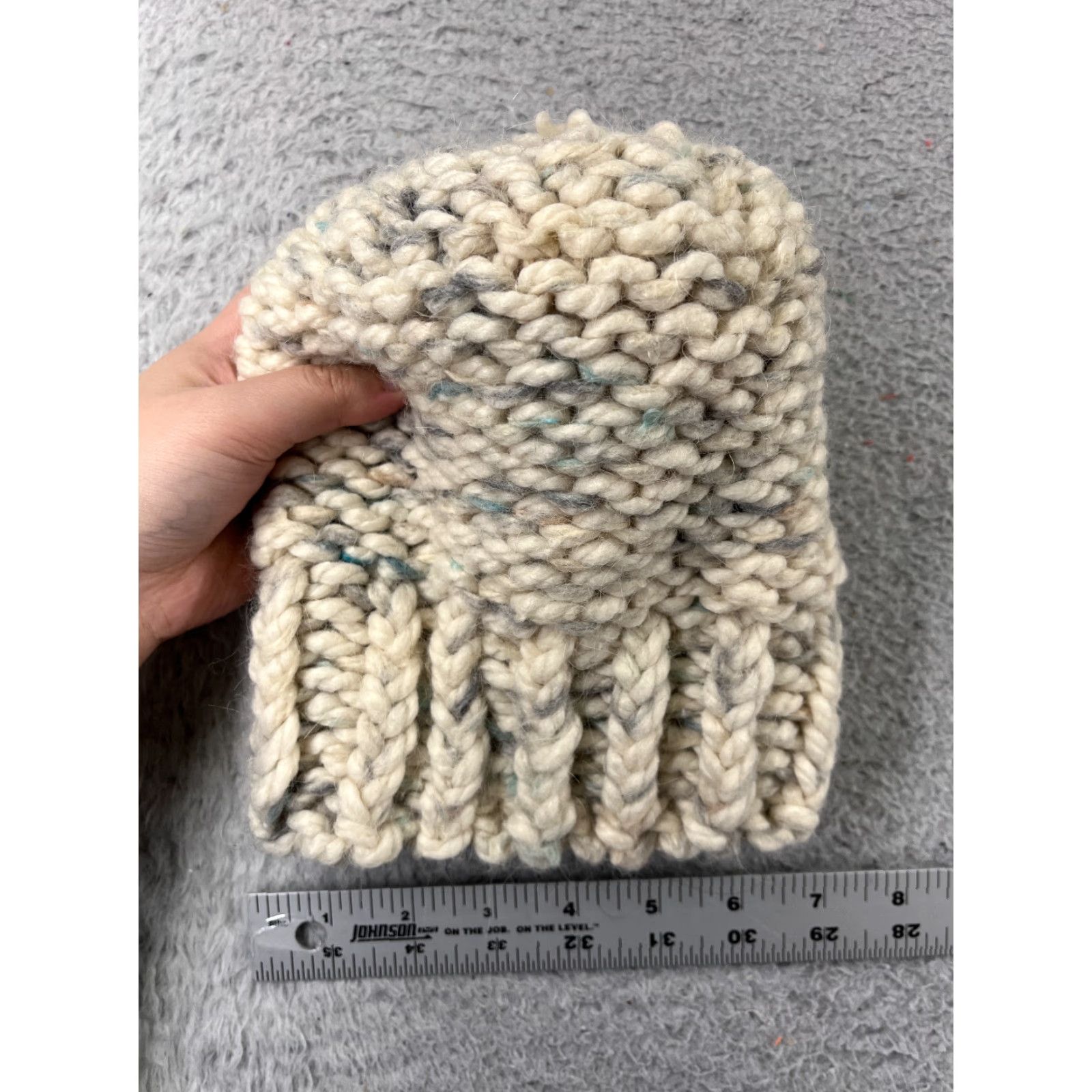 Vintage Stone Fox Beanie Womens One Size Ivory Crochet Knit Pom Acrylic Blend Hat Beanie Womens Stone Fox Size ONE SIZE - 8 Thumbnail