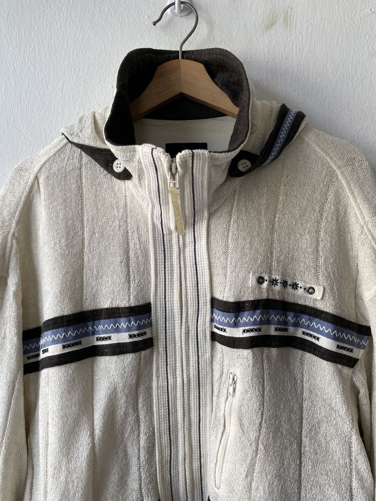 Japanese Brand × Vintage Vintage 90s Santafe Knit Design Zipper Hoodie Size US L / EU 52-54 / 3 - 5 Thumbnail