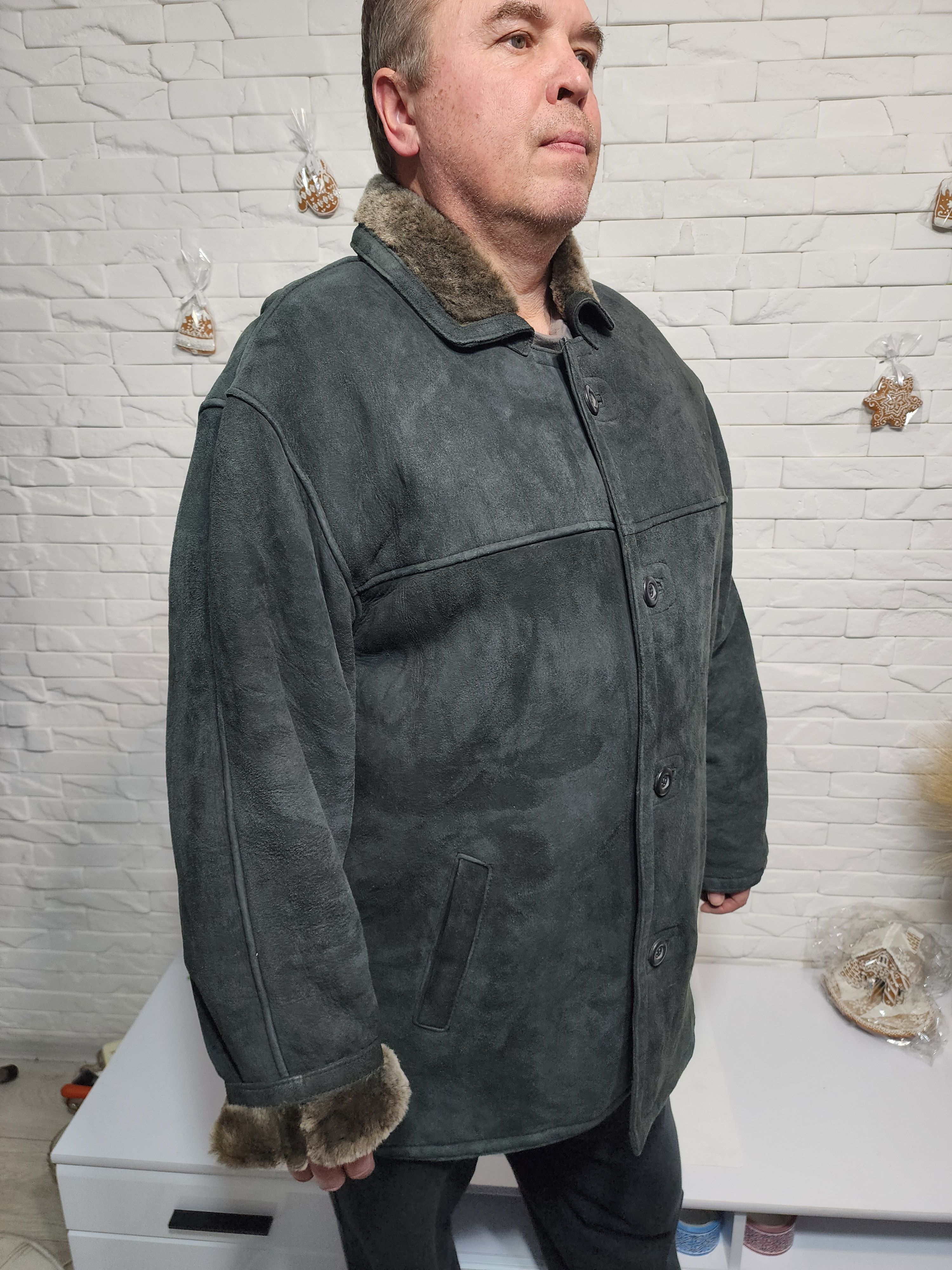Furla Men's Black Sheepskin Coat: Genuine Fur, Button Closure Size US XL / EU 56 / 4 - 3 Thumbnail