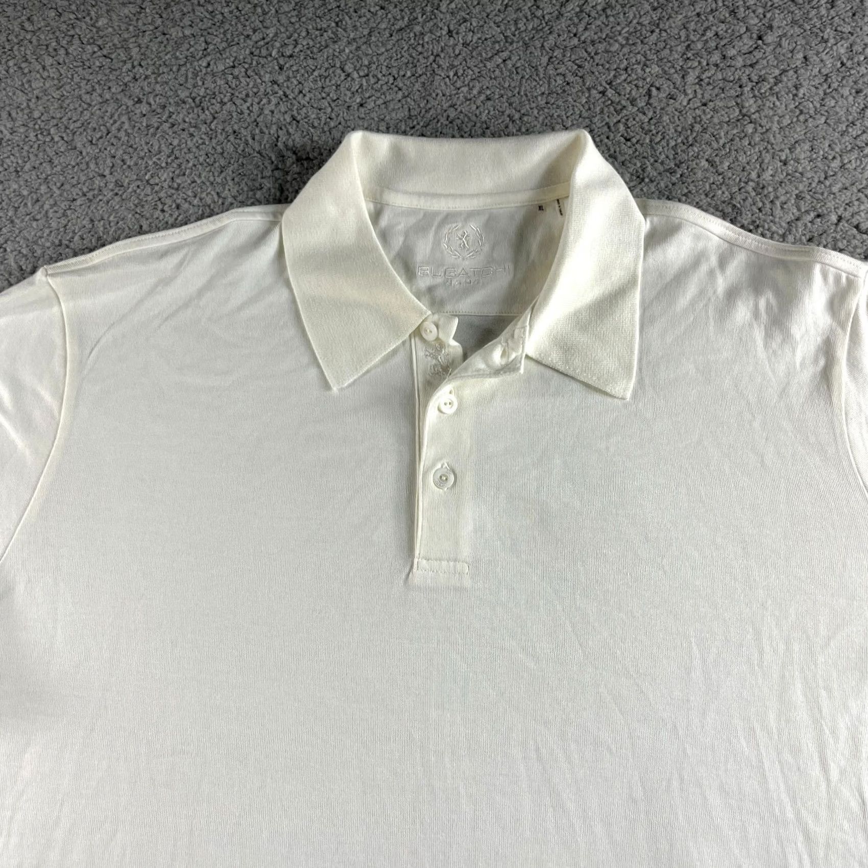 BUGATCHI BUGATCHI Polo Shirt Mens XL Ivory Golf Sports Classic Pima Cotton Short Sleeve Collared Pullover Button Logo Casual Formal Workwear Size US XL / EU 56 / 4 - 2 Thumbnail