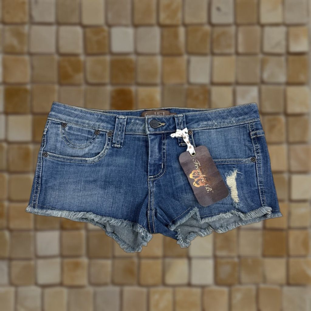 VINTAGE Frankie B Denim Shorts Cut-Off Bow Pockets Low-Rise Size 28 Blue Women Regular Size 28