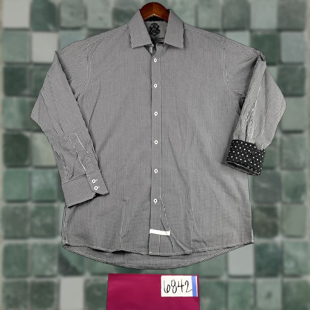 English Laundry English Laundry Shirt Mens 16.5 Black Gingham Check Flip Cuff Casual Size US XL / EU 56 / 4 - 1 Thumbnail