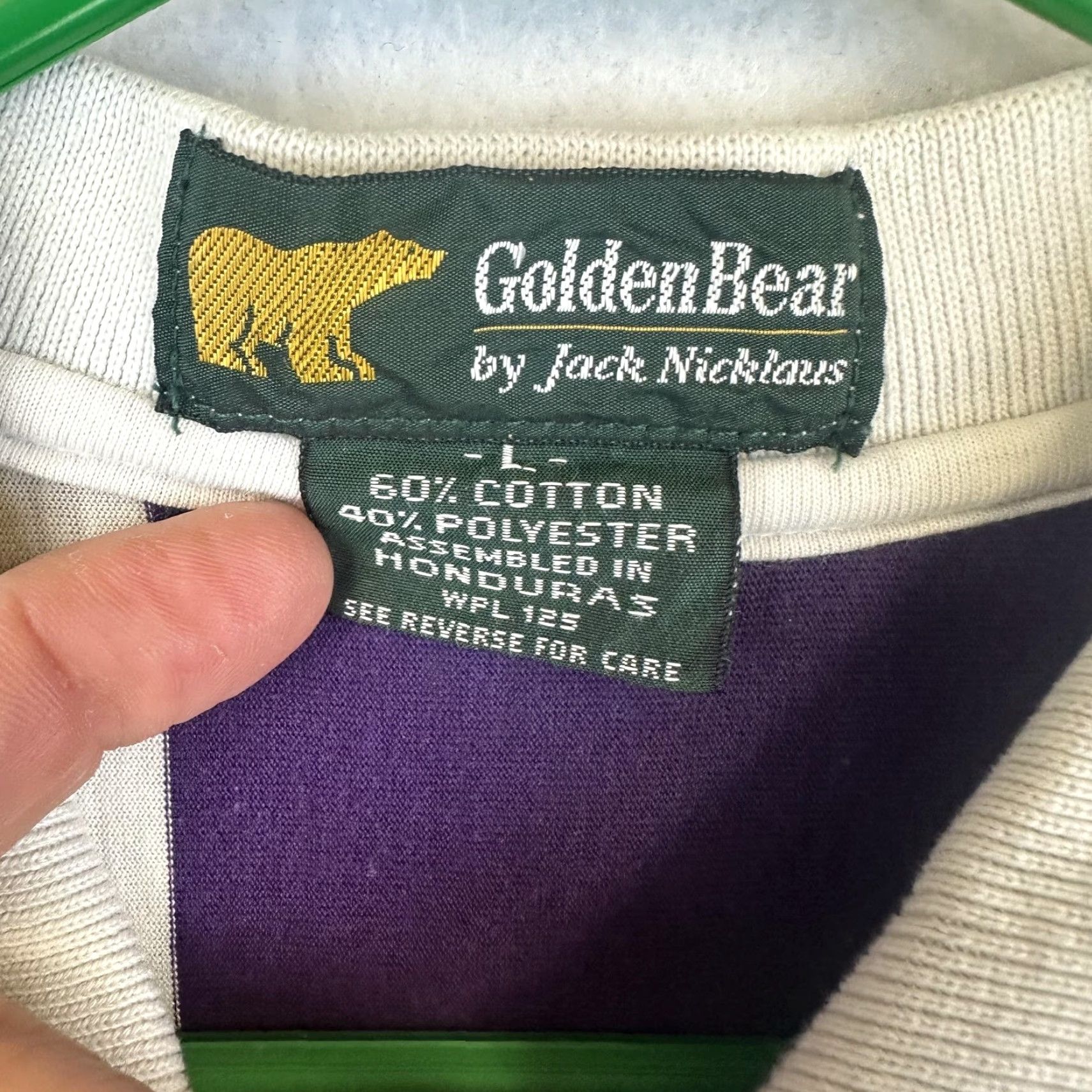 Golden Bear Vintage Golden Bear Polo Shirt Mens L Striped Pocket 90s Golf Casual Cotton Polyester Green Short Sleeve Collar Polo Shirt Mens Size US L / EU 52-54 / 3 - 5 Thumbnail