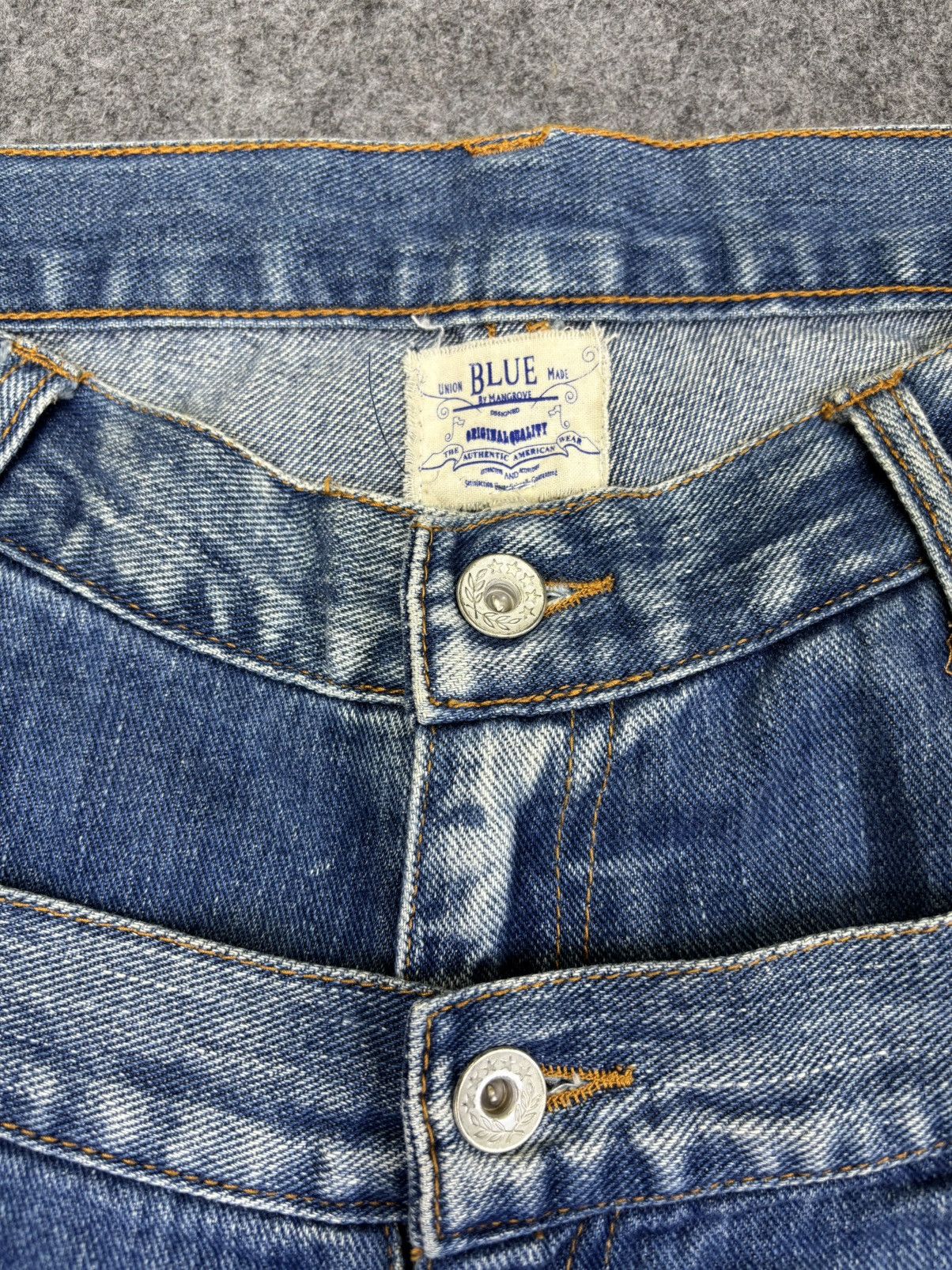 Japanese Brand Flare Lace Up Mangrove Double Waist Stone Wash Denim F812 Size US 32 / EU 48 - 6 Thumbnail