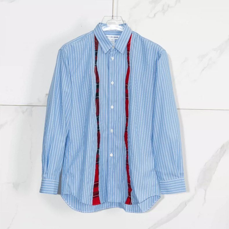 Comme des Garcons Comme Des Garcons Striped patchwork blue shirt 2505-Nextarr Size US M / EU 48-50 / 2 - 1 Thumbnail