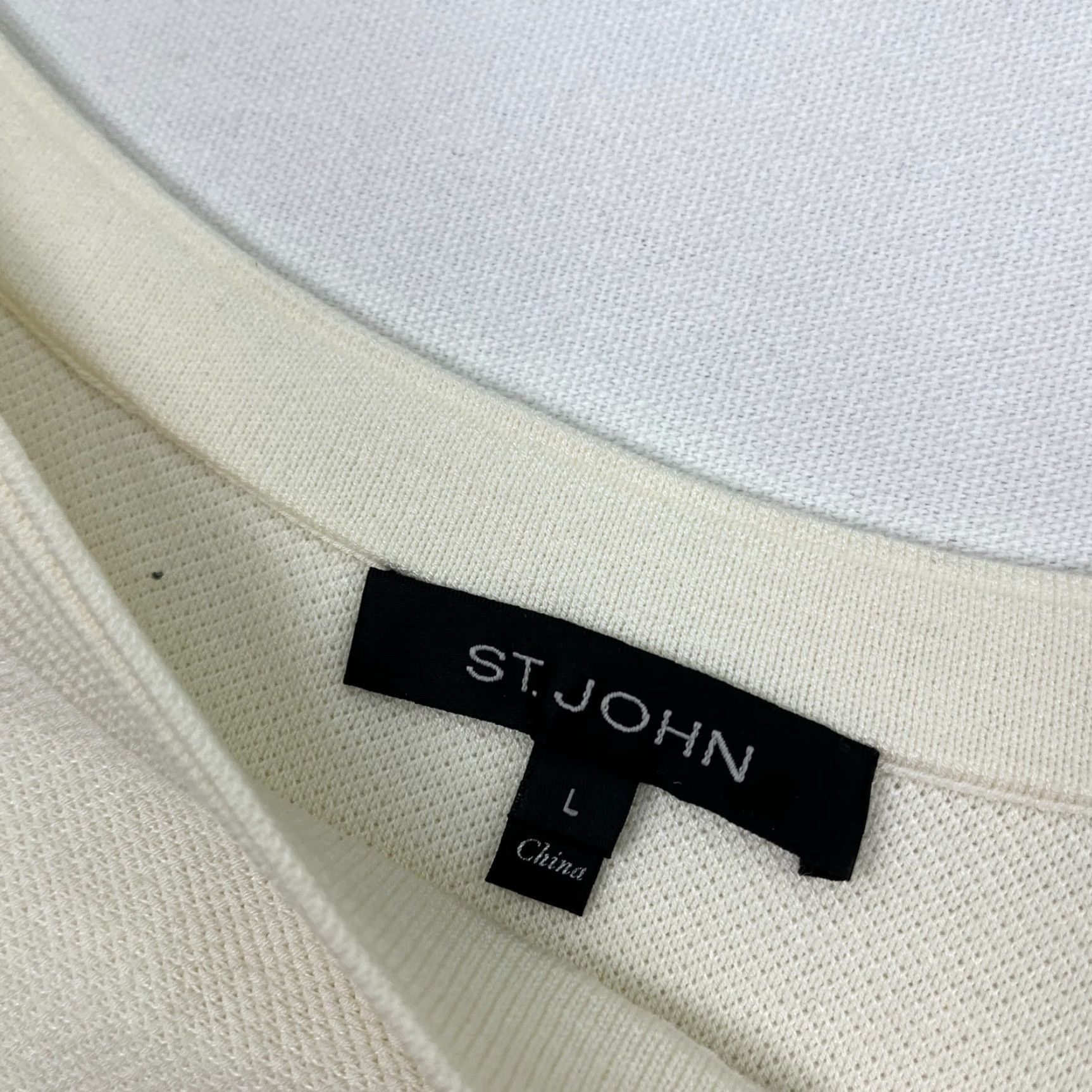 Vintage VINTAGE ST JOHN Sweater Womens L Cream Blue Striped Coastal Nautical Knit Pullover Prep Size L / US 10 / IT 46 - 3 Thumbnail
