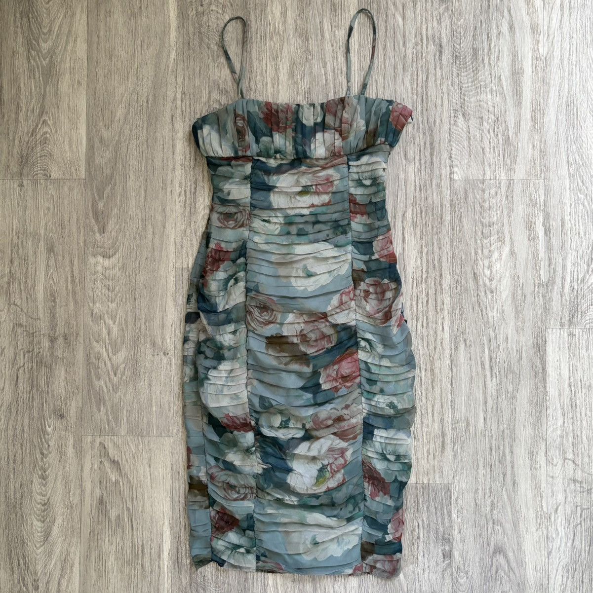 Zara Zara Blue Floral Draped Dress Medium M Spaghetti Strap Midi Size M / US 6-8 / IT 42-44 - 1 Thumbnail