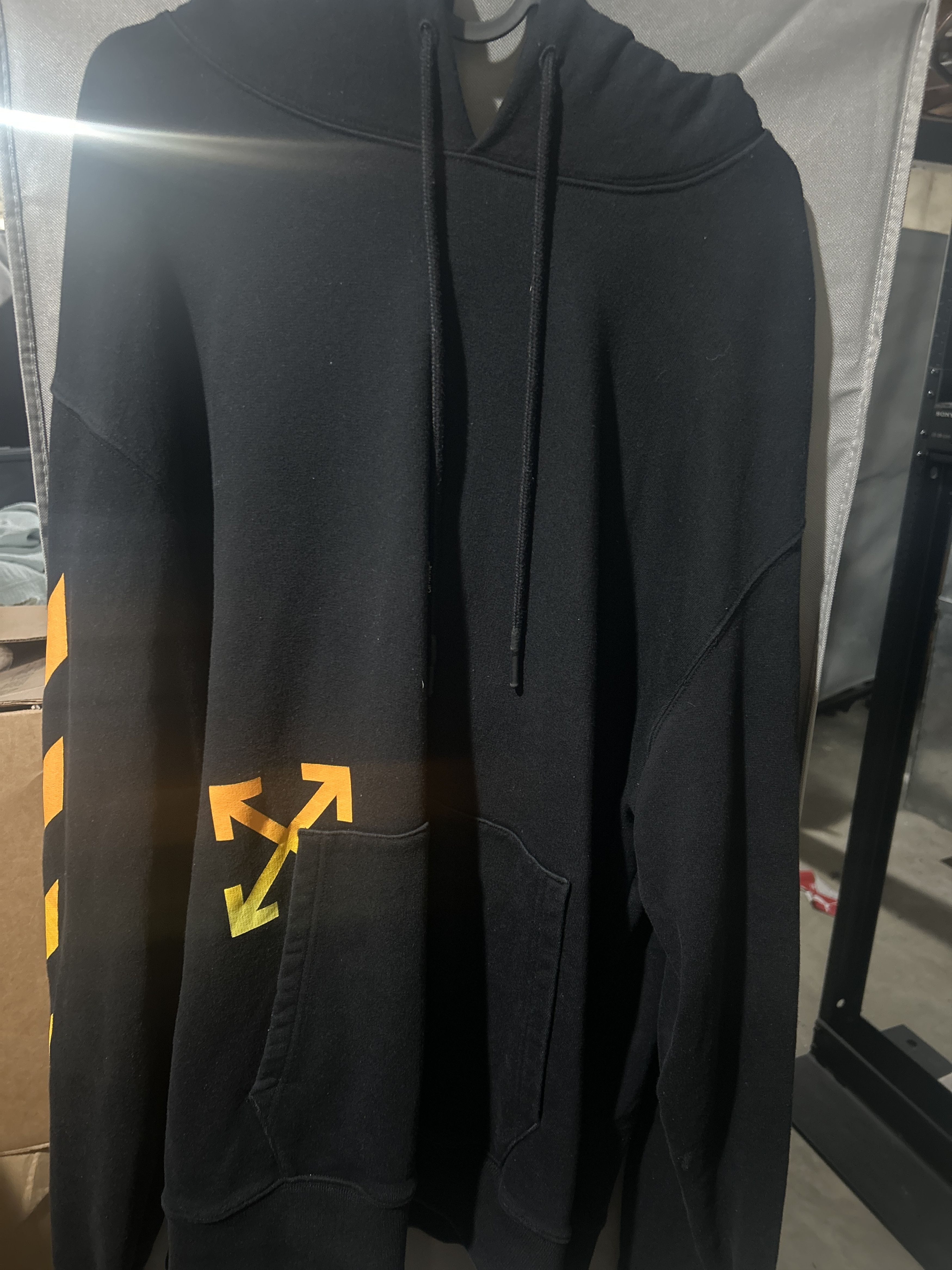 image of Off White Sunset Hoodie in Black/Yellow/Orange, Men's (Size 2XL)