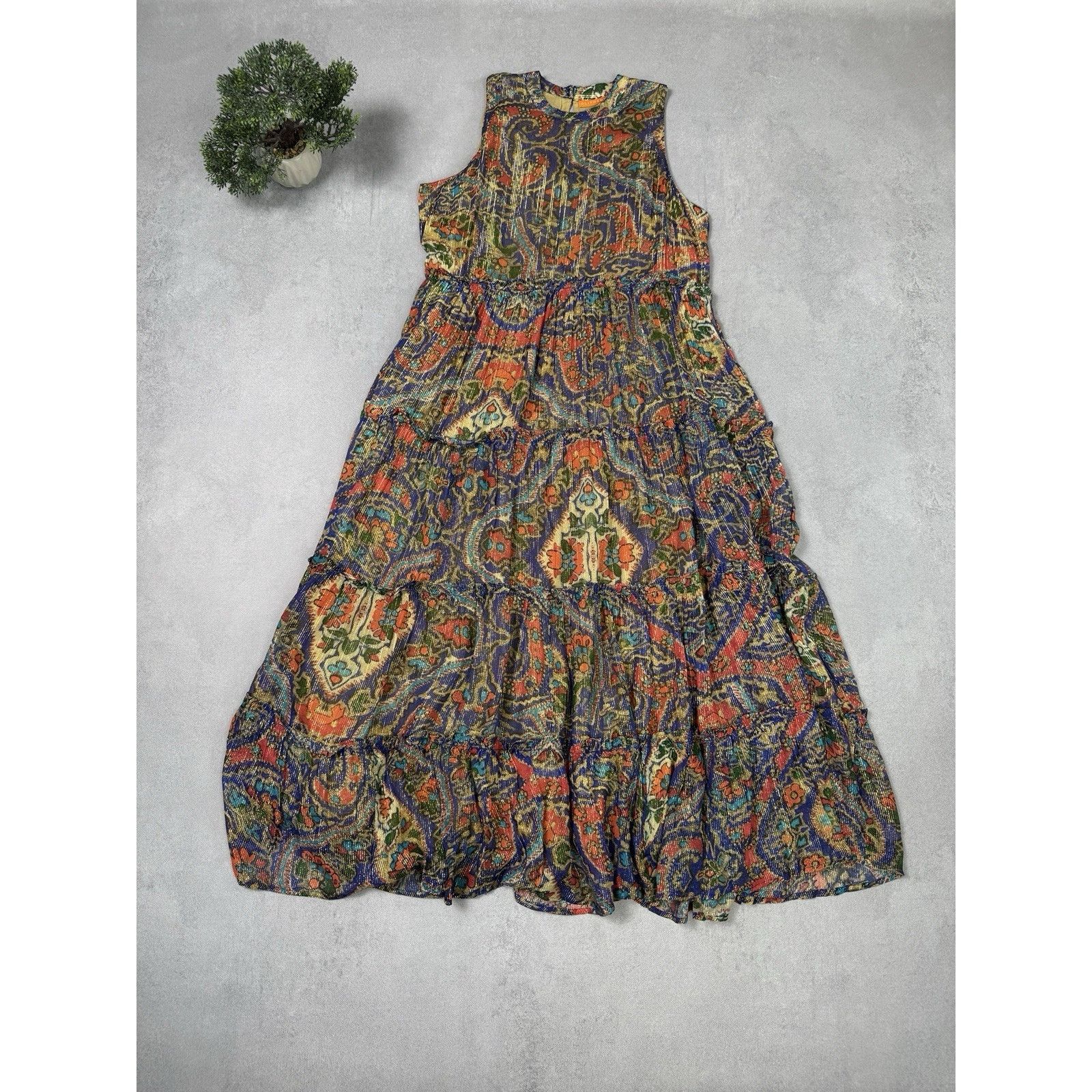 Oliphant OLIPHANT RUFFLE TIERED MAXI PERSIAN COBALT SIZE L DRESS Size L / US 10 / IT 46 - 1 Thumbnail
