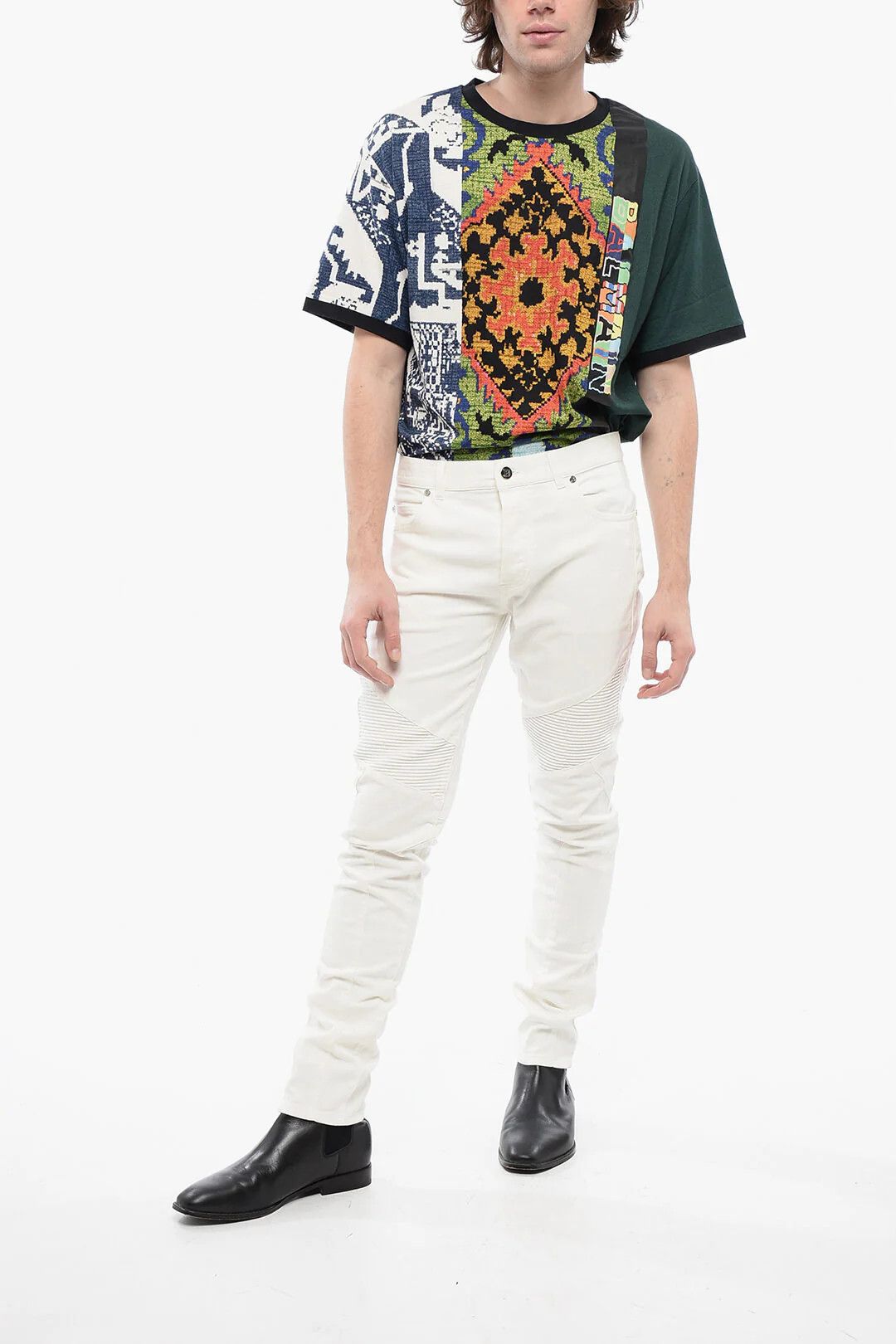 Balmain og1mm0326 Biker Tapered-Fit Jeans in White Size US 31 - 4 Thumbnail