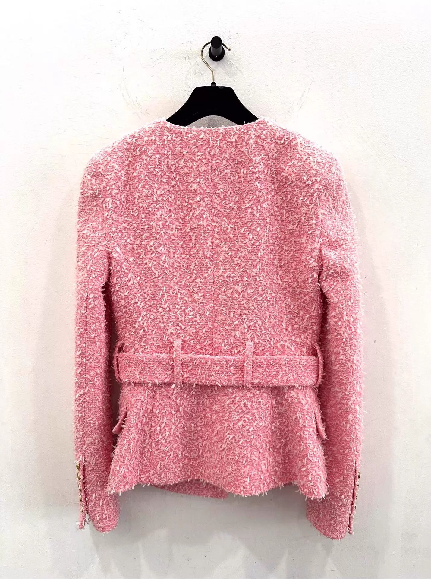 Balmain Balmain pink tweed pave B logo jacket women's Size XS / US 0-2 / IT 36-38 - 3 Thumbnail
