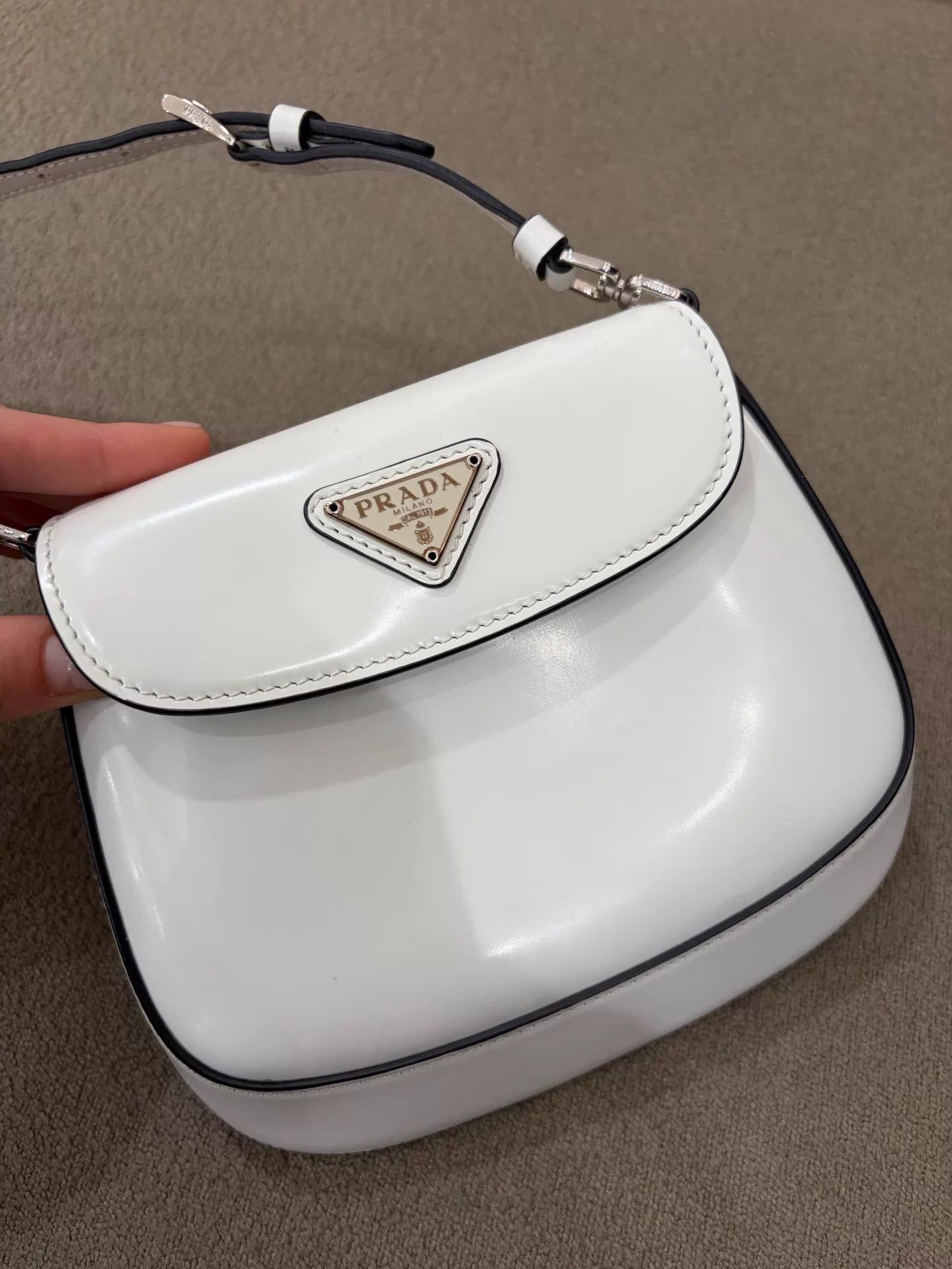 Prada Prada Mini Cleo Cream White Silver Buckle Armpit Bag Size ONE SIZE - 4 Thumbnail