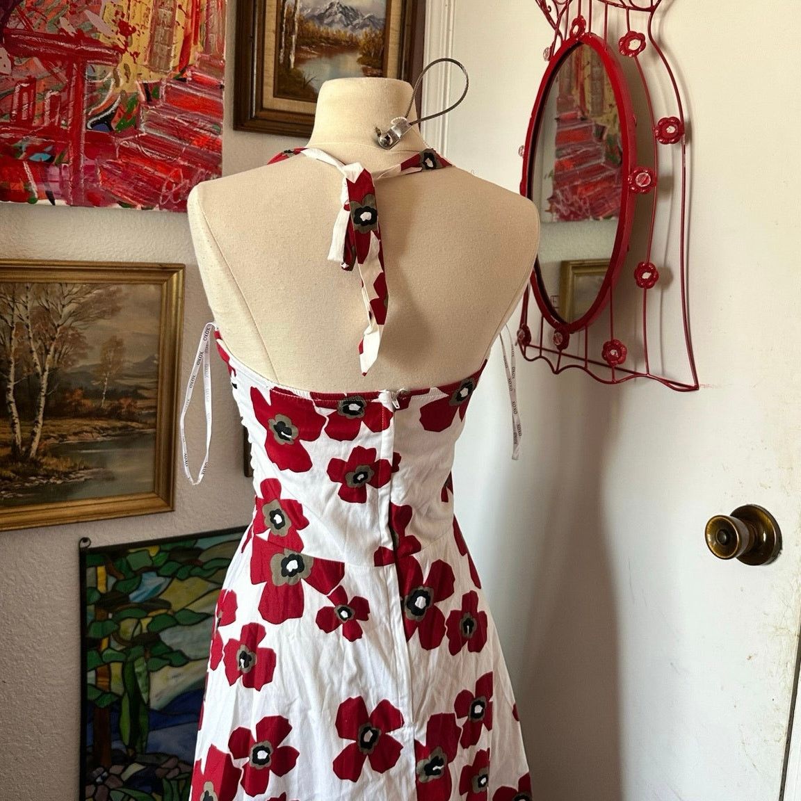 Other xoxo vintage red white floral halter dress midi Size S / US 4 / IT 40 - 3 Thumbnail