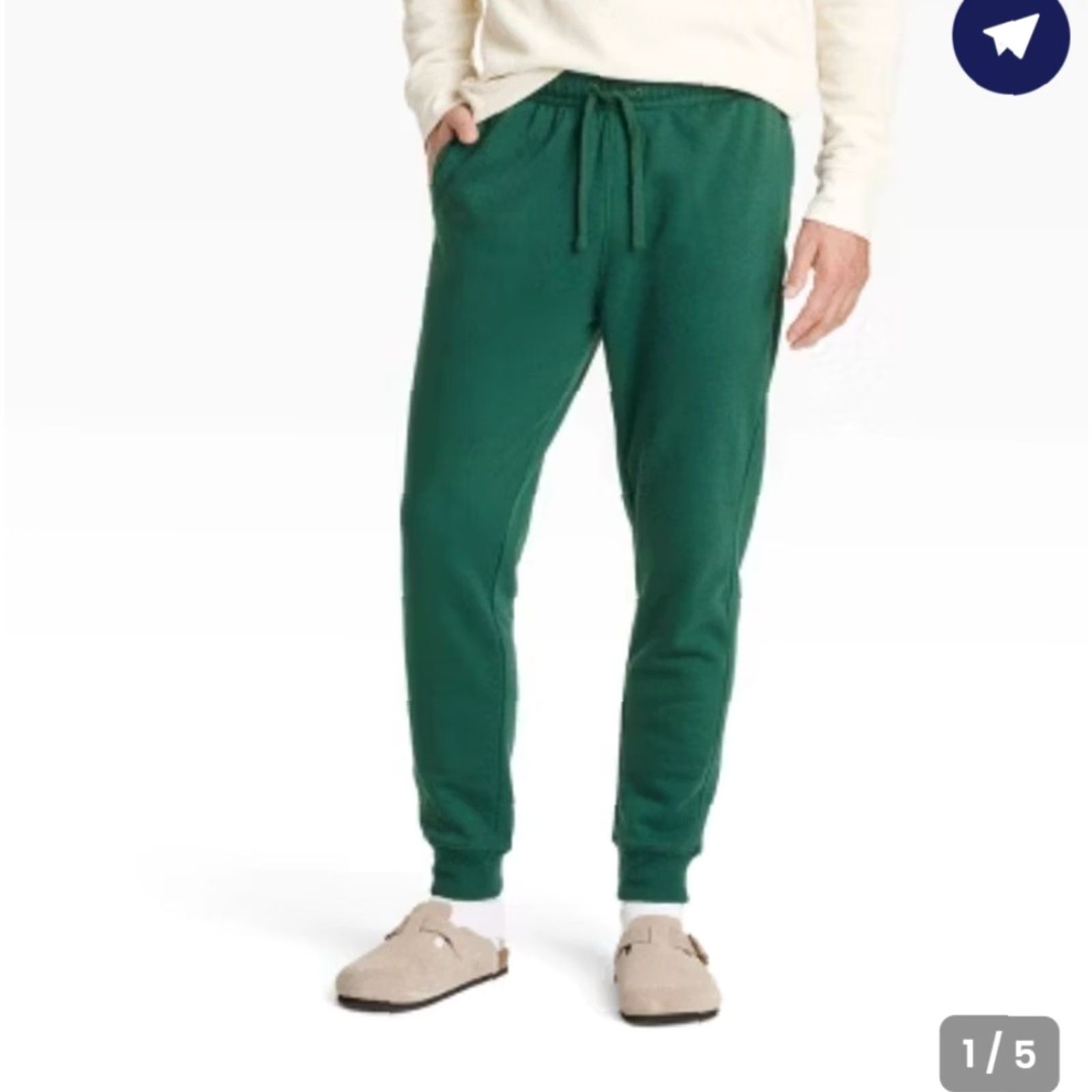 Vintage Goodfellow & Co Fleece Jogger Pants Mens Large Green Ultra Soft Tapered NWT Modern City Sports Everyday Casual Size US 33 - 2 Thumbnail