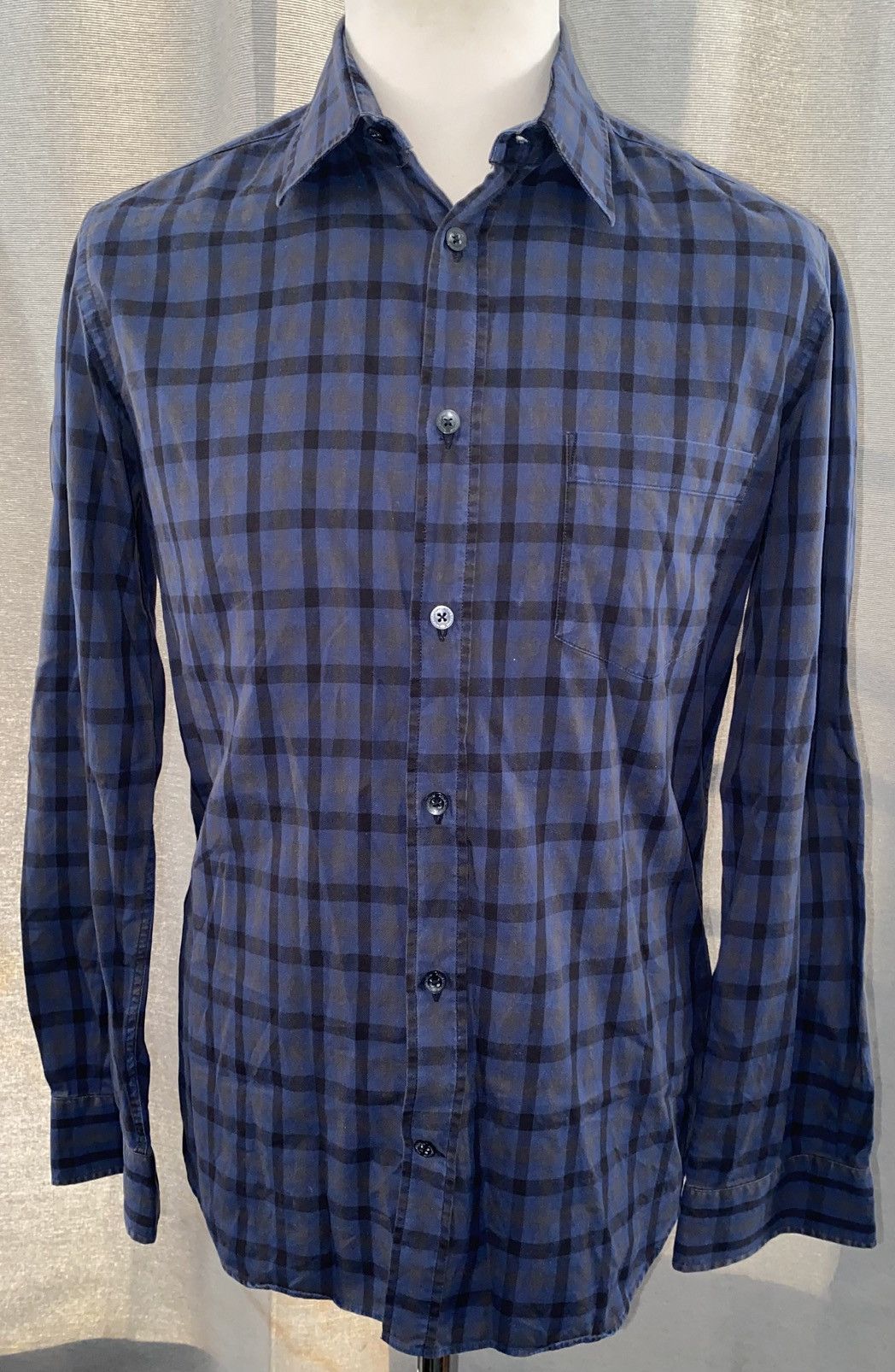 Aquascutum Aquascutum - Shirt - Checked Blue, Black & Grey - Small Size US S / EU 44-46 / 1 - 1 Thumbnail