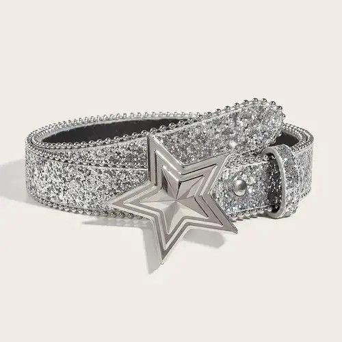 American Edition Belts Y2k Star Buckle silver Belt Size ONE SIZE - 4 Thumbnail