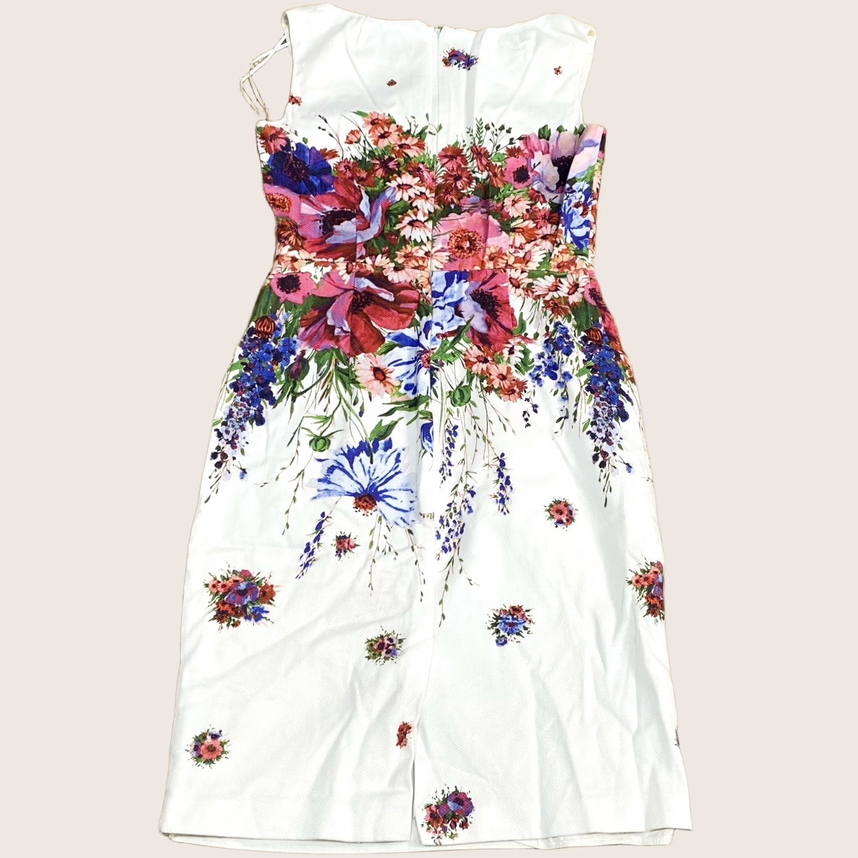 Vintage VINTAGE? No. (But follow rules) Phase Eight Dress UK 10 White Louis Floral Multi Pencil Wiggle Party Pre Loved Size L / US 10 / IT 46 - 1 Thumbnail