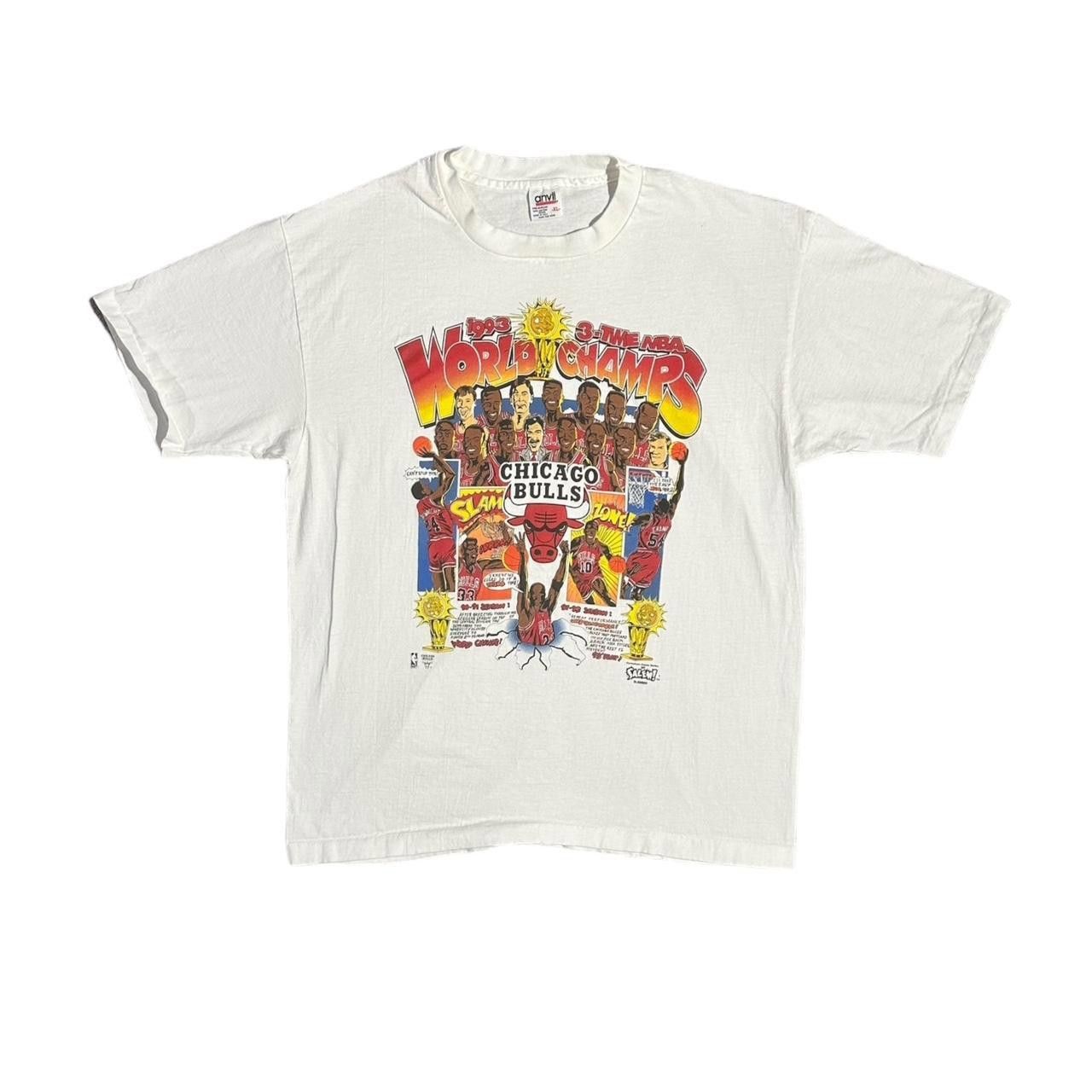 Anvil 1993 Chicago Bulls 3 Time World Champs Shirt (MADE IN USA) Size US XL / EU 56 / 4 - 1 Thumbnail
