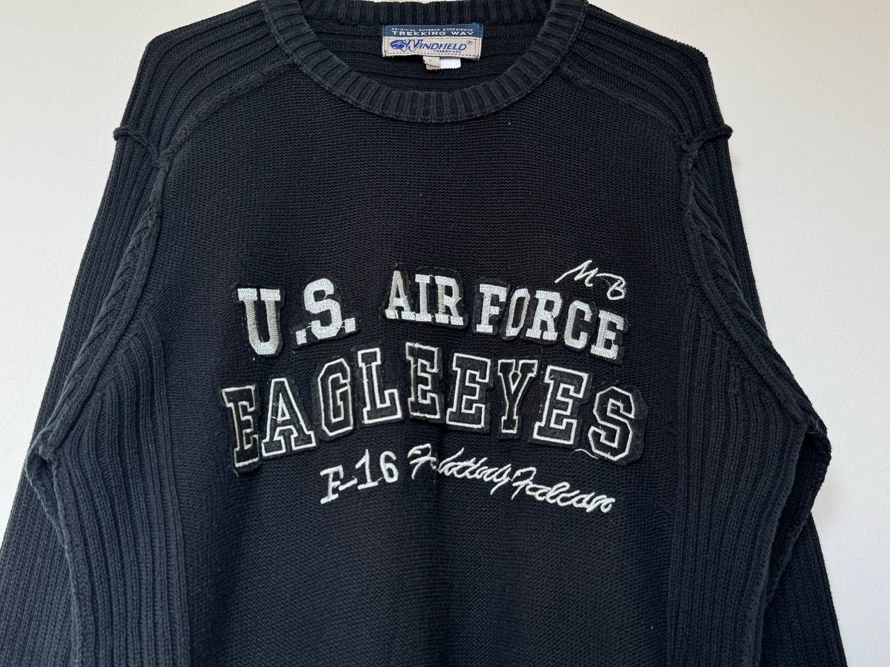 Vintage 1980s U.S Air Force F-16 Fighting Falcon Military Sweatshirt Size US L / EU 52-54 / 3 - 2 Thumbnail