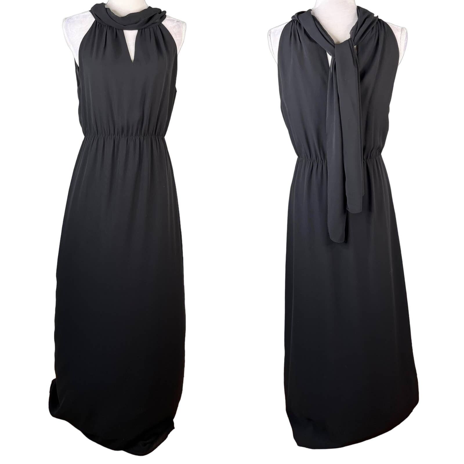 Ceremony by Joanna August Black Maxi Dress M Scarf