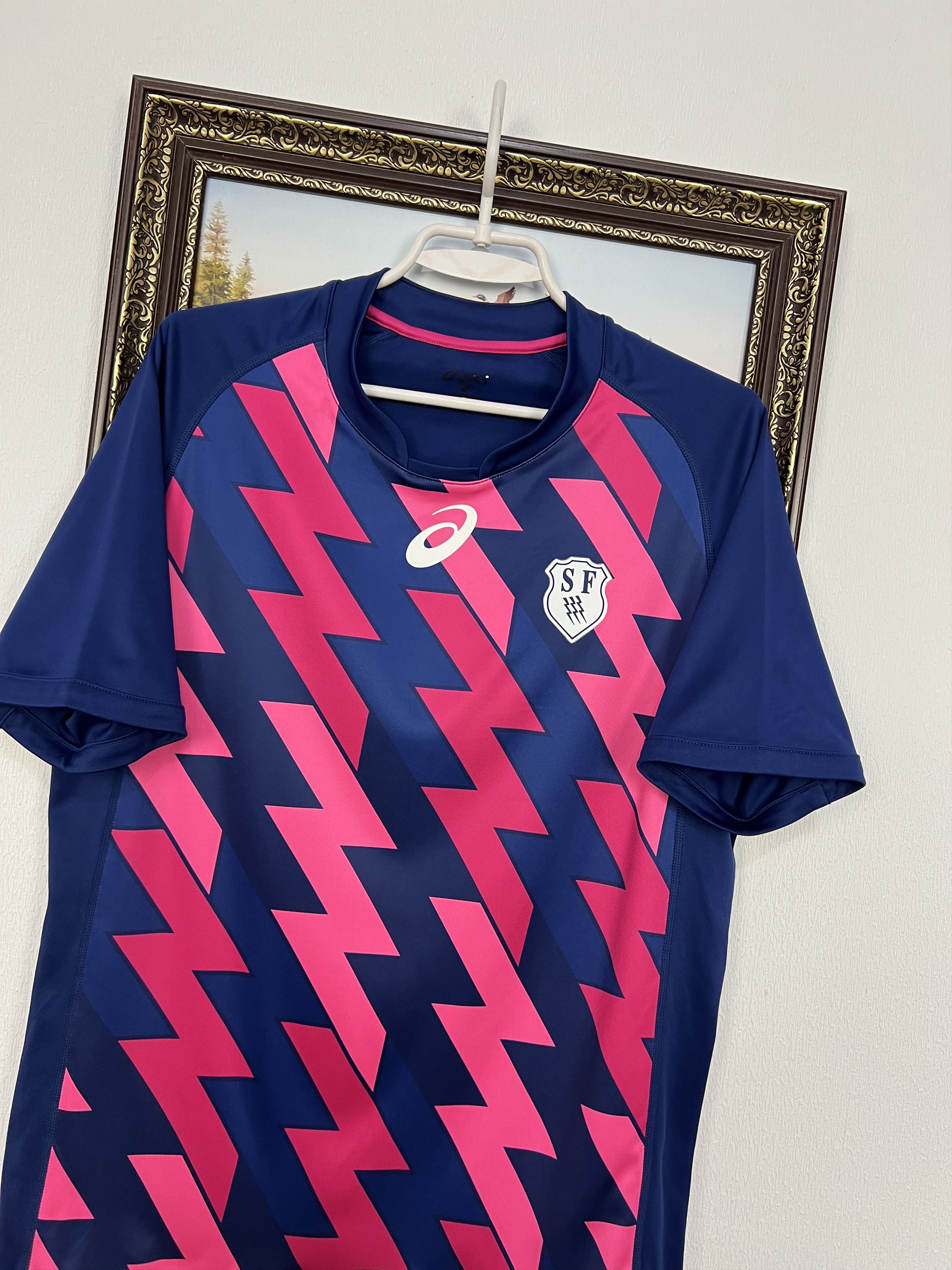 Asics Stade Francais Paris Rugby Union ASICS Mens Shirt Jersey Size US M / EU 48-50 / 2 - 3 Thumbnail
