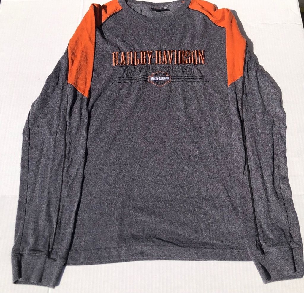 Harley Davidson Harley Davidson Long Sleeve Shirt Gray Orange Size xl Size US XL / EU 56 / 4 - 1 Thumbnail