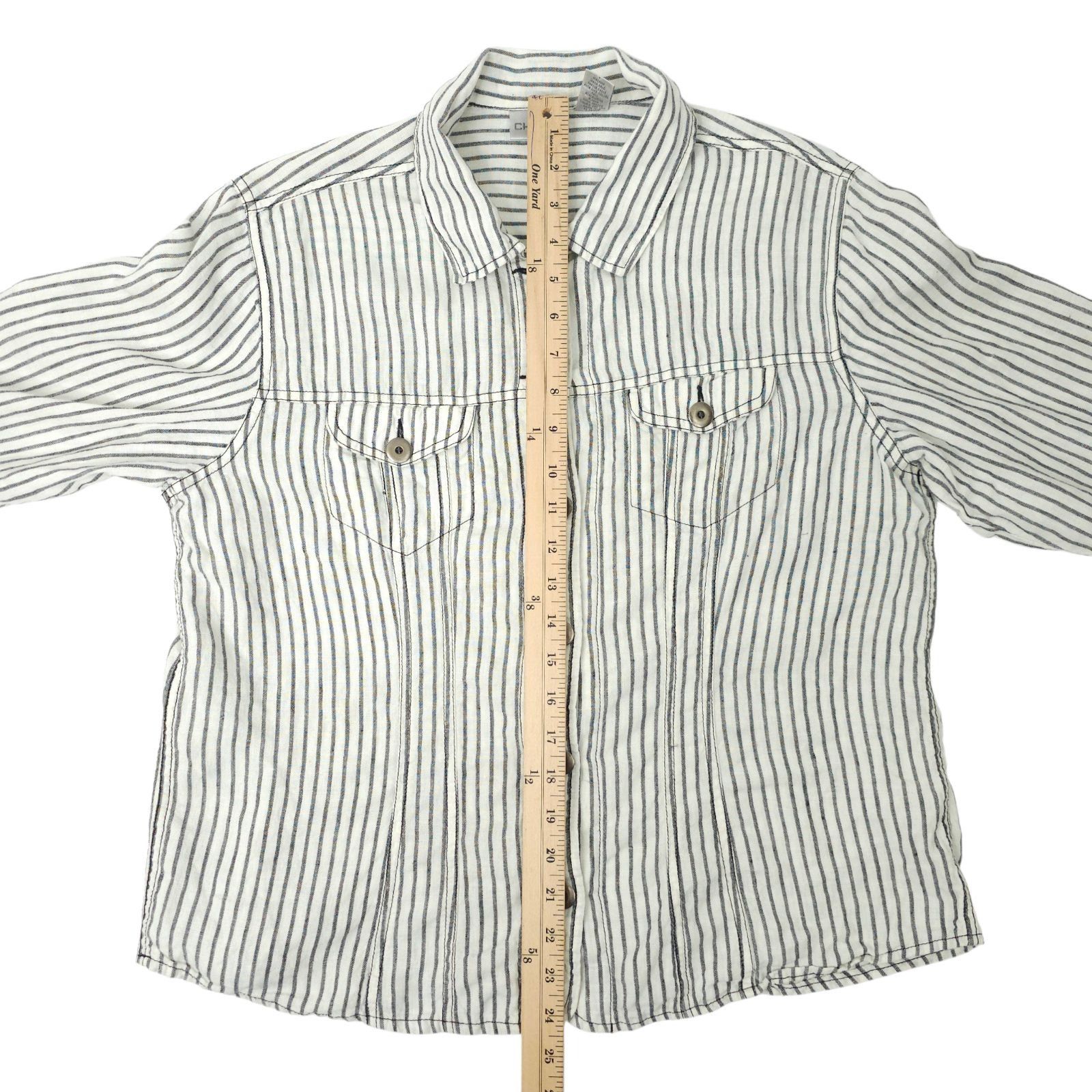 Chicos Chicos Striped Shirt Jacket 2 US L/12 Utility Workwear Size L / US 10 / IT 46 - 5 Thumbnail