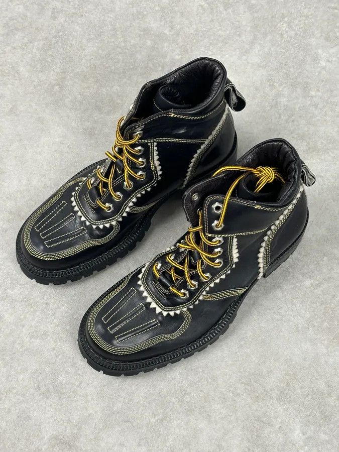 Dsquared2 2000s Dsquared2 Black Leather Contrast Stitch Boots Size US 8 / EU 41 - 5 Thumbnail