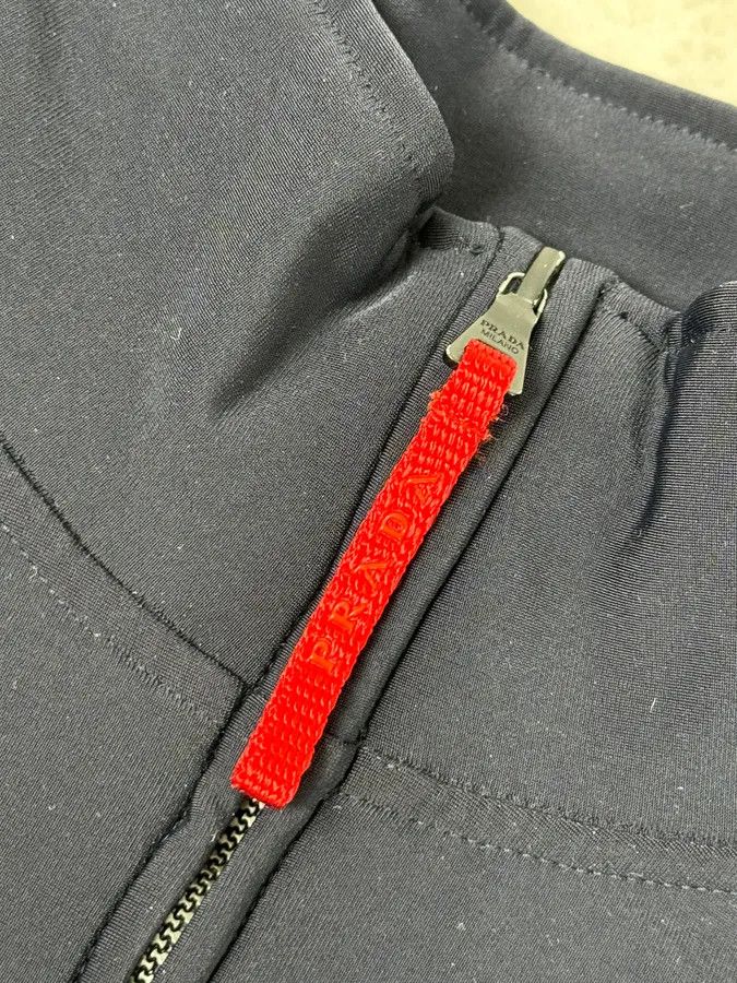 Prada 2000s Prada Navy Contrast Red Stripe Tracksuit Set Size US 33 - 12 Thumbnail