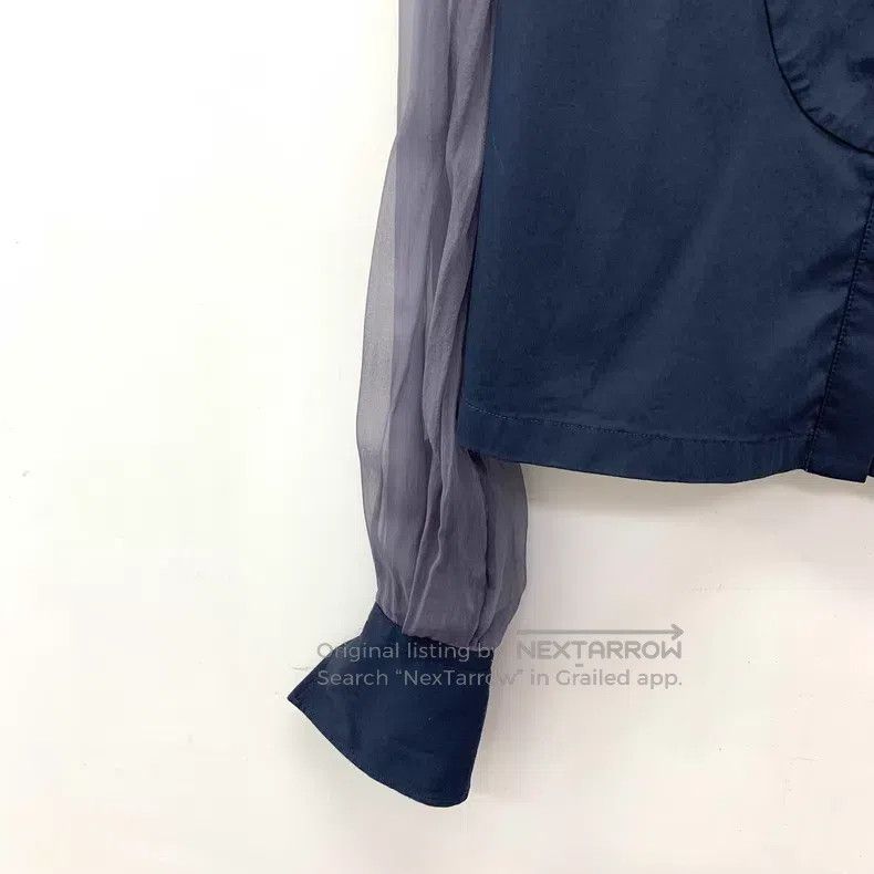 Brunello Cucinelli Brunello Cucinelli 23 Model Dark Blue Silk Collar Long Sle Size M / US 6-8 / IT 42-44 - 4 Thumbnail