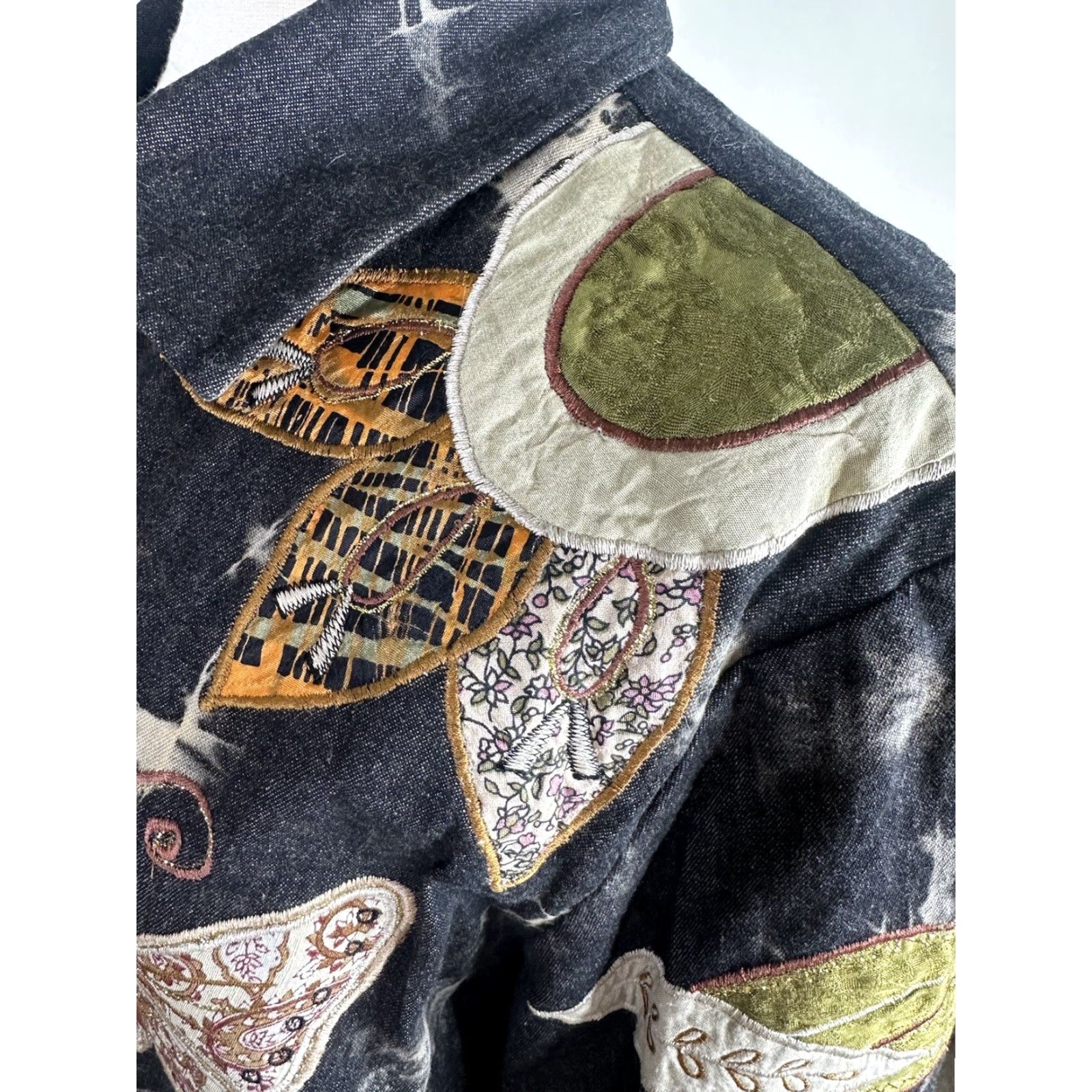 Vintage VINTAGE Boho Patchwork Tie Dye Floral Butterfly Embroidered Blazer Jacket Womens 3XL Size XXL / US 16-18 / IT 52-54 - 3 Thumbnail