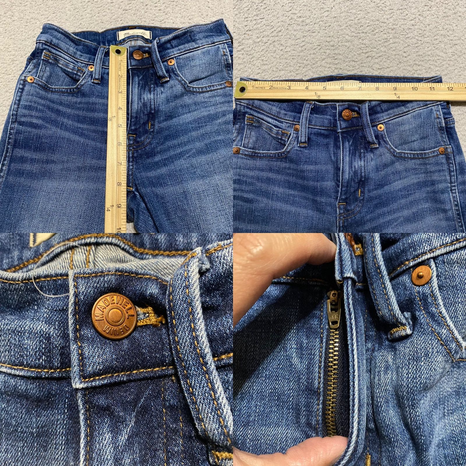 Madewell Madewell Jeans Womens 23 Blue Denim High Rise Skinny Leg Medium Wash Distressed Shirt Womens Jeans Size 40" / US 18 - 8 Thumbnail