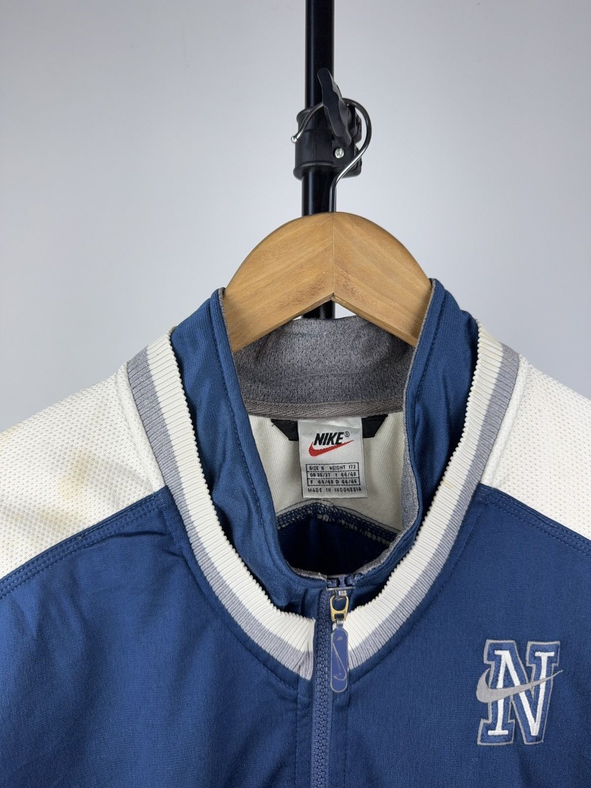 Nike × Vintage 90s Nike Varsity Style Track Jacket Blue White Retro Y2K Size US S / EU 44-46 / 1 - 2 Thumbnail