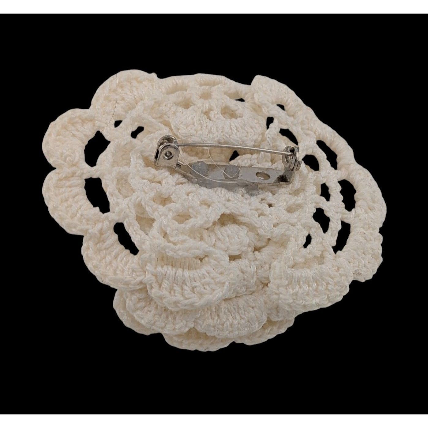 Other Vintage Handmade Crochet Angel Brooch With Ribbon Rose Accen Size ONE SIZE - 4 Thumbnail