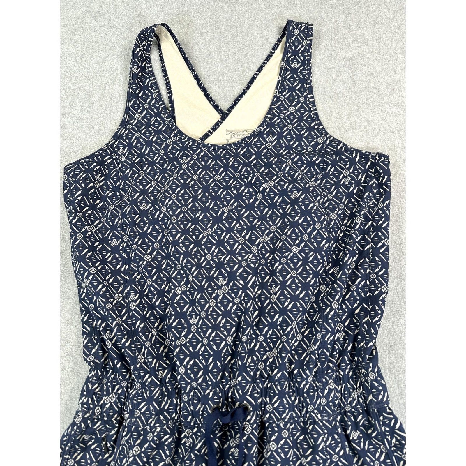 Patagonia Patagonia Dress Womens Small Blue Geometric Tank Sundress Pockets Drawstring Sleeveless Short Shirt? Size S / US 4 / IT 40 - 4 Thumbnail