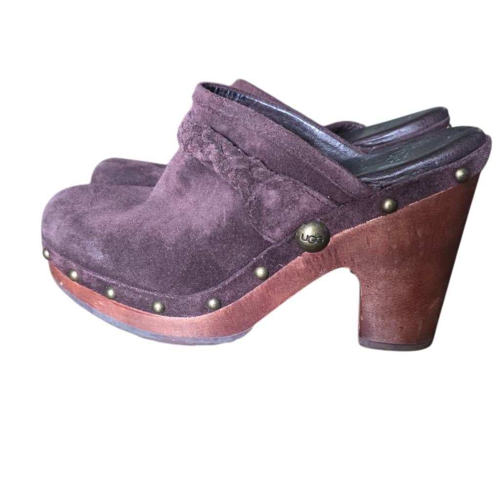 Ugg Ugg Women's Size 6 Dark Brown Suede Studded Open Back Mule H Size US 6 / IT 36 - 1 Thumbnail