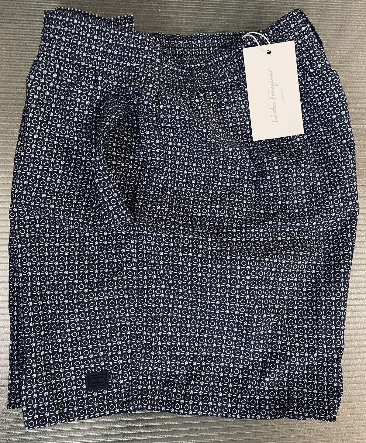 Salvatore Ferragamo Ferragamo 🇮🇹 blue logo accent swimsuit resort boxer 52 NEW Size US 36 / EU 52 - 5 Thumbnail