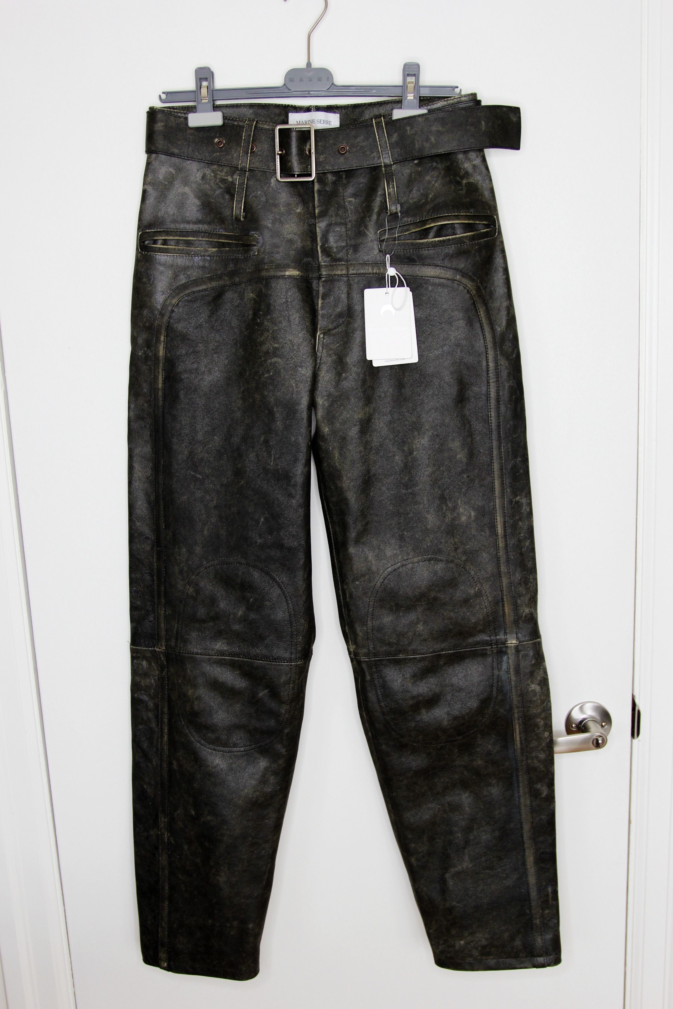 Marine Serre BNWT AW25 MARINE SERRE VINTAGE MOON LEATHER BELTED PANTS 46 Size US 30 / EU 46 - 2 Thumbnail