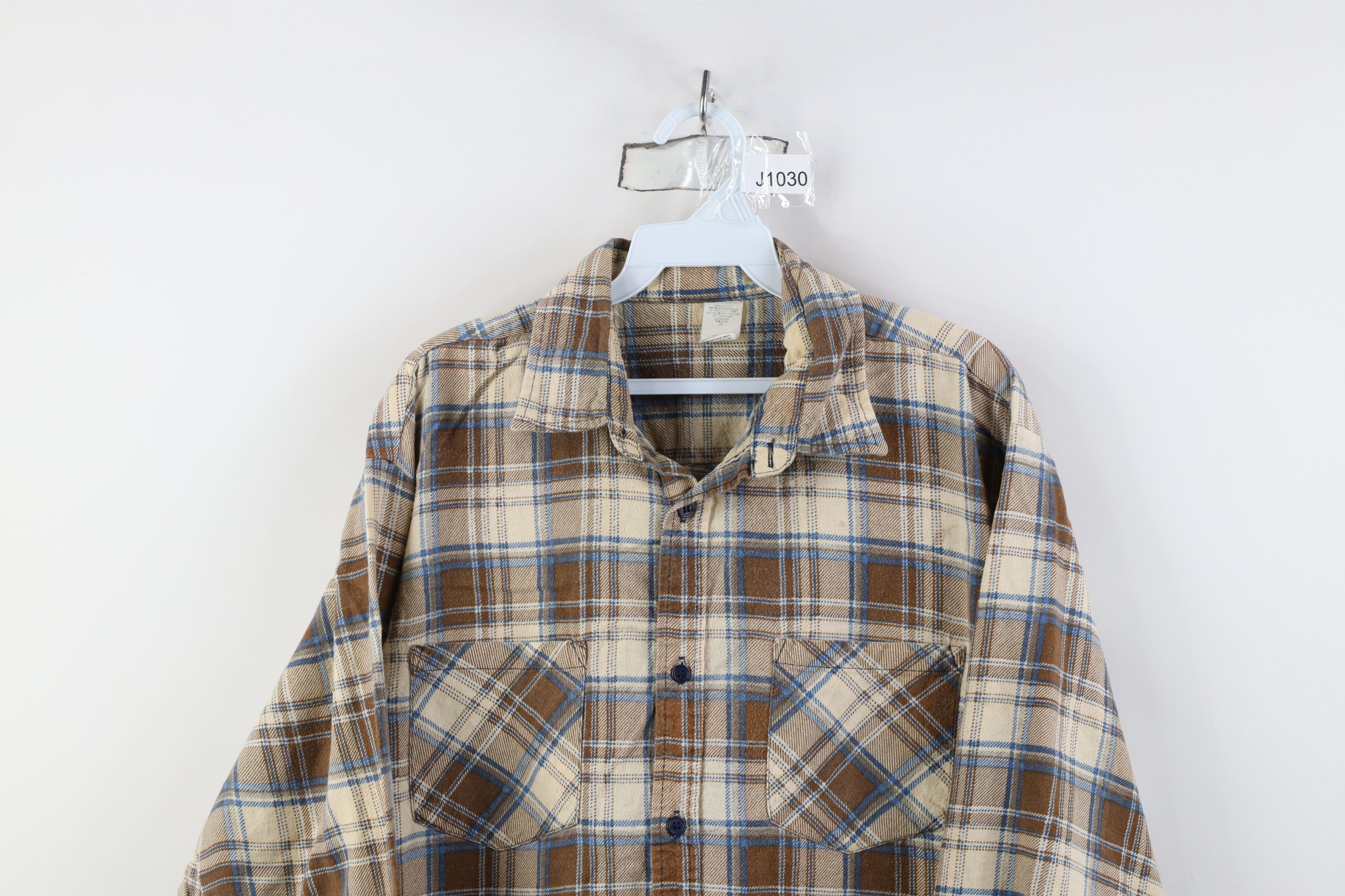 Vintage Vintage 70s Streetwear Flannel Collared Button Shirt Plaid Size US L / EU 52-54 / 3 - 2 Thumbnail
