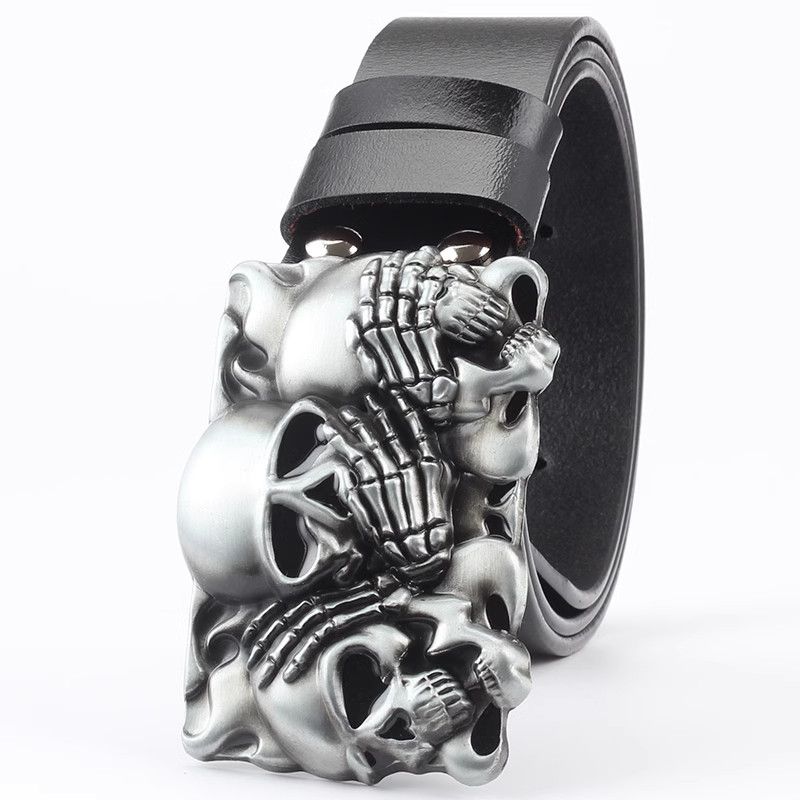 Designer Skull Rare Vintage Belt Riveted Belts Menswear Accessories Size ONE SIZE - 2 Thumbnail