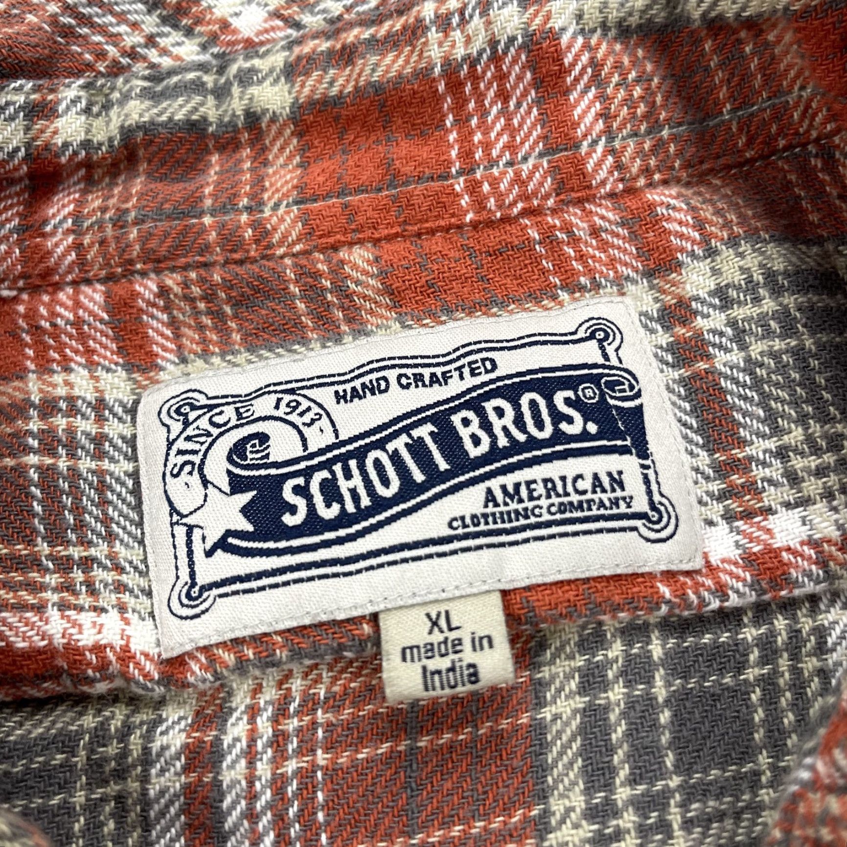 Schott Schott NYC Shirt Mens XL Orange Plaid 100% Cotton Flannel Casual Long Sleeve Size US XL / EU 56 / 4 - 4 Thumbnail