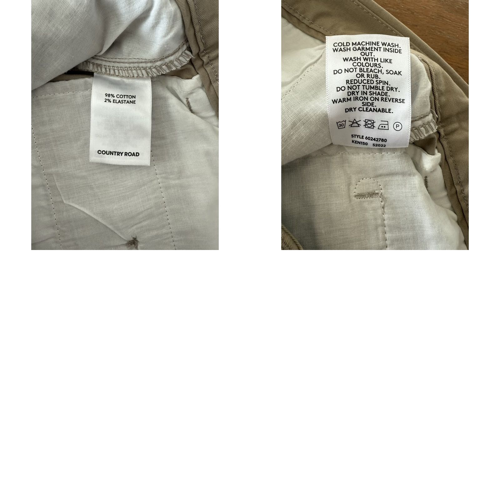 Country Road Country Road Chino Pants Mens 30 Slim Beige 32x32 Flat Front 5-Pocket Office Casual Formal Business Wear Slim Stretch Cotton Elastane Invoice: N/A Size US 30 / EU 46 - 9 Thumbnail