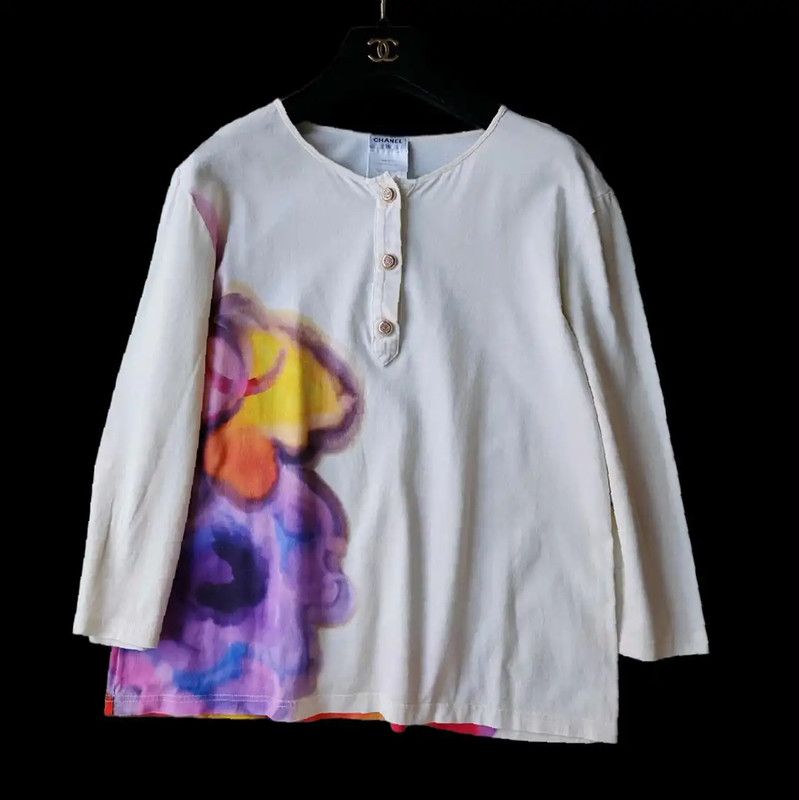 Chanel Chanel Spring Autumn Cotton Printed Long Sleeve Tee 0089 Size L / US 10 / IT 46 - 1 Thumbnail