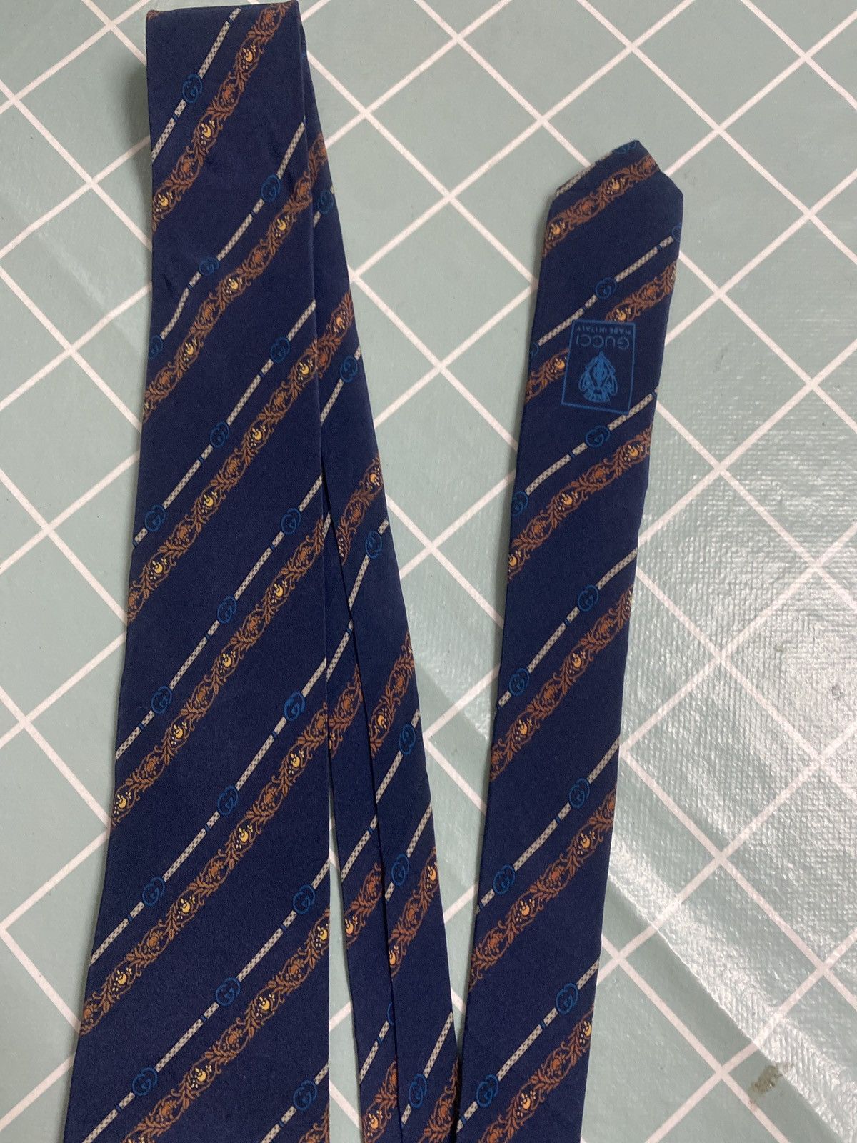 Gucci × Vintage Rare Vintage Tie Gucci Big Logo Size ONE SIZE - 7 Thumbnail