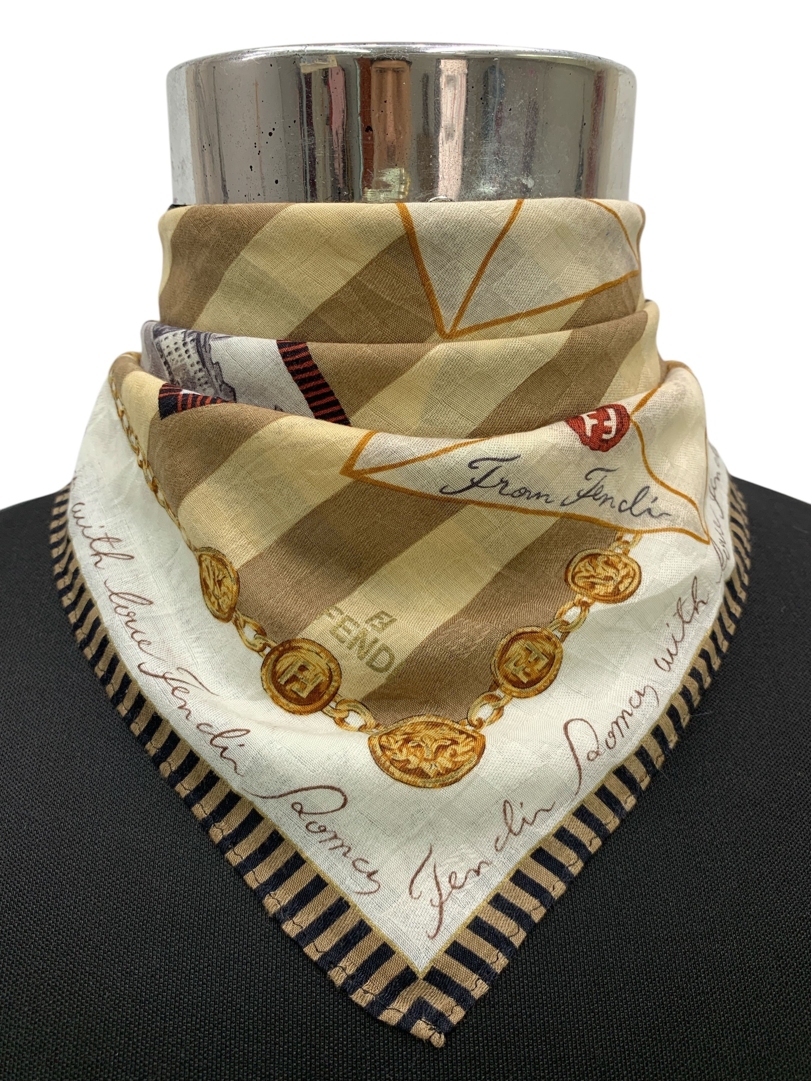 Fendi × Vintage Vintage Fendi Neckerchief/ Handkerchief - HKA938 Size ONE SIZE - 1 Thumbnail